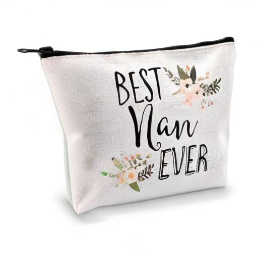 Best Nan Ever Makeup Bag - Cute Cosmetic Travel Bag for Grandma, Mother's Day & Birthday Gifts - Perfect for Travel, Spa Days & Daily Essentials Organization