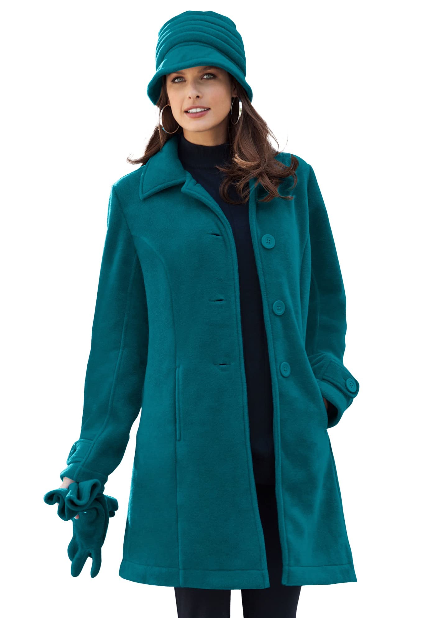 Roaman's Women's Plus Size Fleece Jacket - Cozy Winter Warm Outerwear for Casual Outings & Outdoor Activities