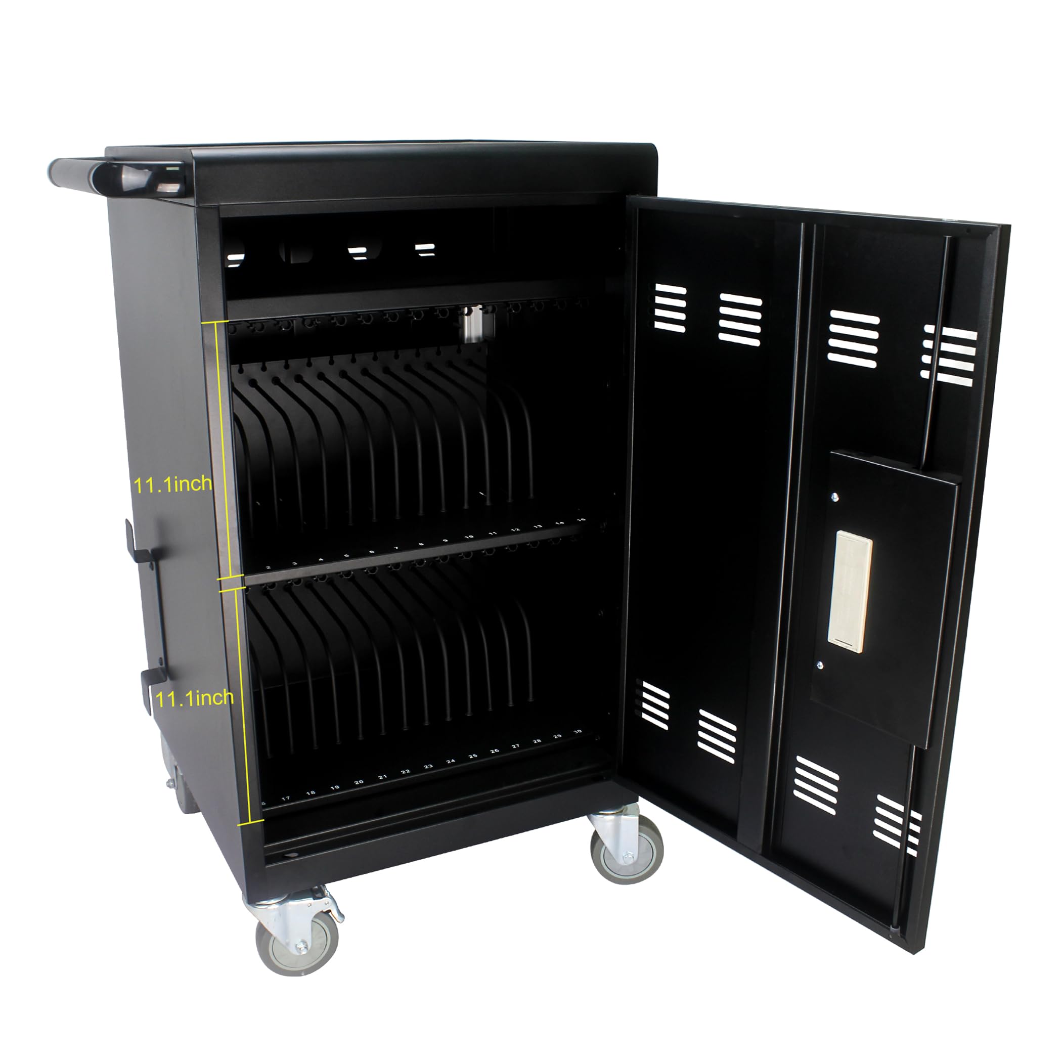 30-Device Mobile Charging Cart & Storage Cabinet with Combination Locks - Secure Laptop & Tablet Charging Station for Schools & Offices (Fits up to 16.3