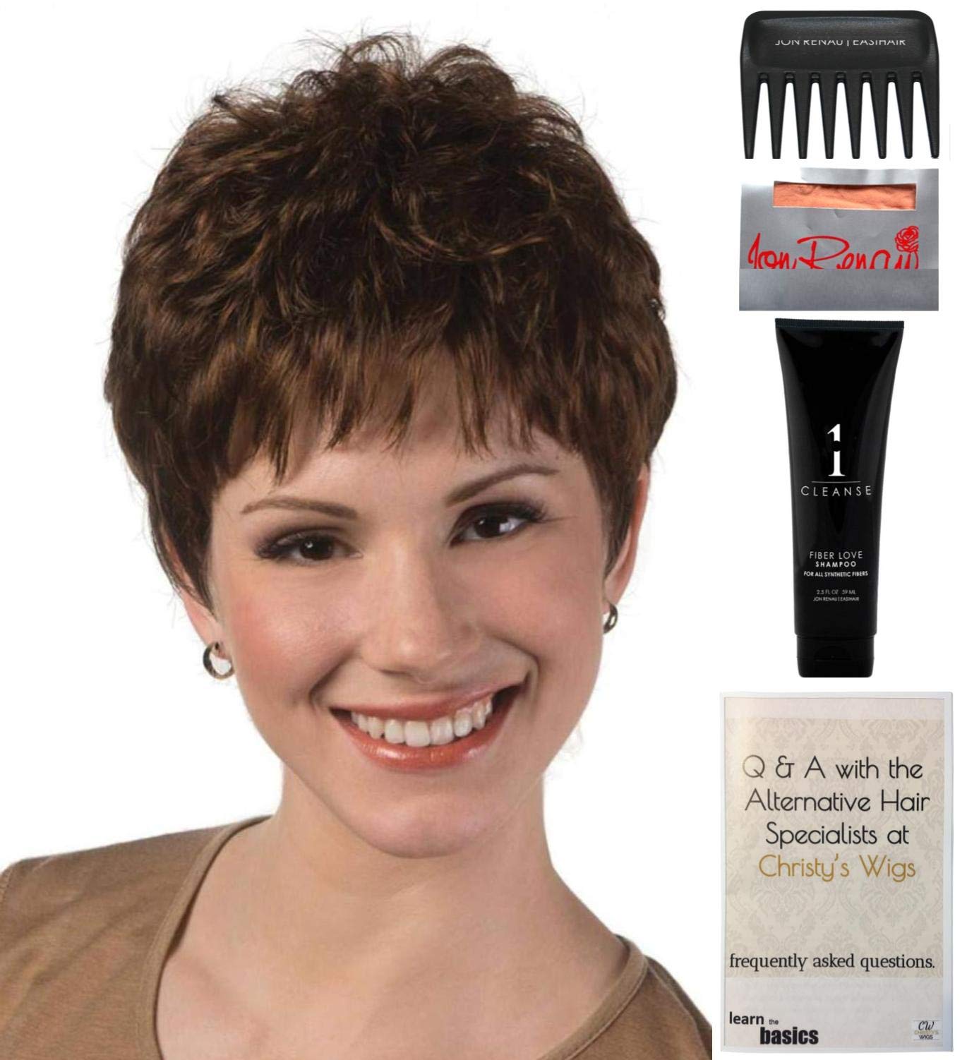 Jamie Wig by Estetica - 5 Piece Bundle with Christy's Wigs Q&A Booklet, Travel Size Wig Shampoo, Wig Cap & Wide Tooth Comb (Color: R12/26H) - Perfect for Cosplay, Costume Parties & Everyday Wear