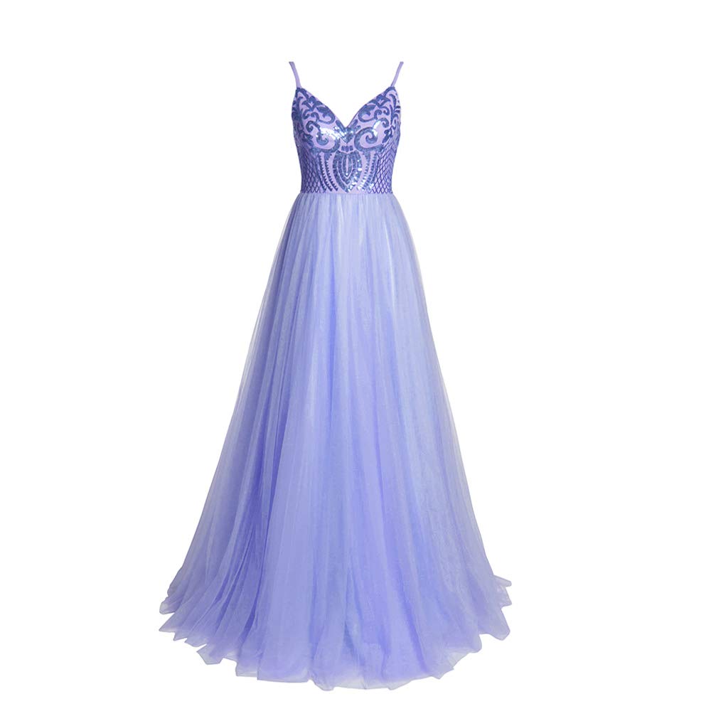 Beautyoung Women's Sexy Tulle Sequins V-Neck Evening Dress for Prom, Party, Wedding & Special Occasions | Elegant Formal Gown for Night Out, Dinner Date & Black Tie Events