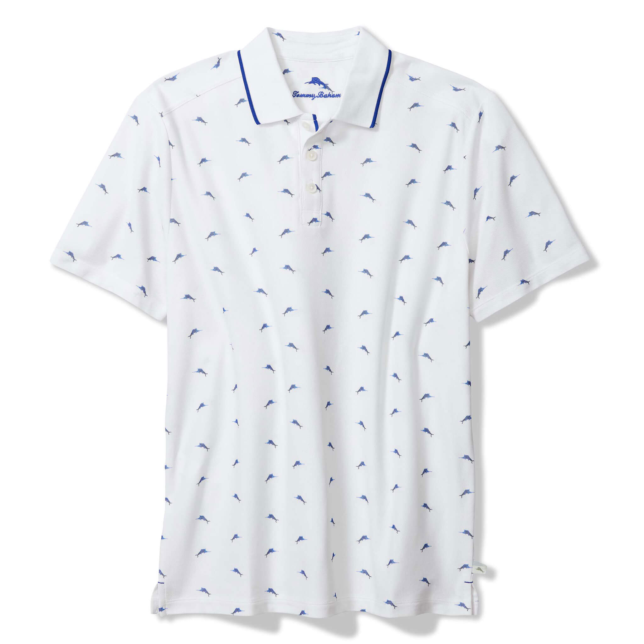 Tommy Bahama Men's IslandZone Marlin Vibes Polo Shirt - Breathable Quick-Dry Fabric, UPF 50+ Sun Protection, Classic Fit Casual Shirt for Beach, Golf & Summer Outings (White)