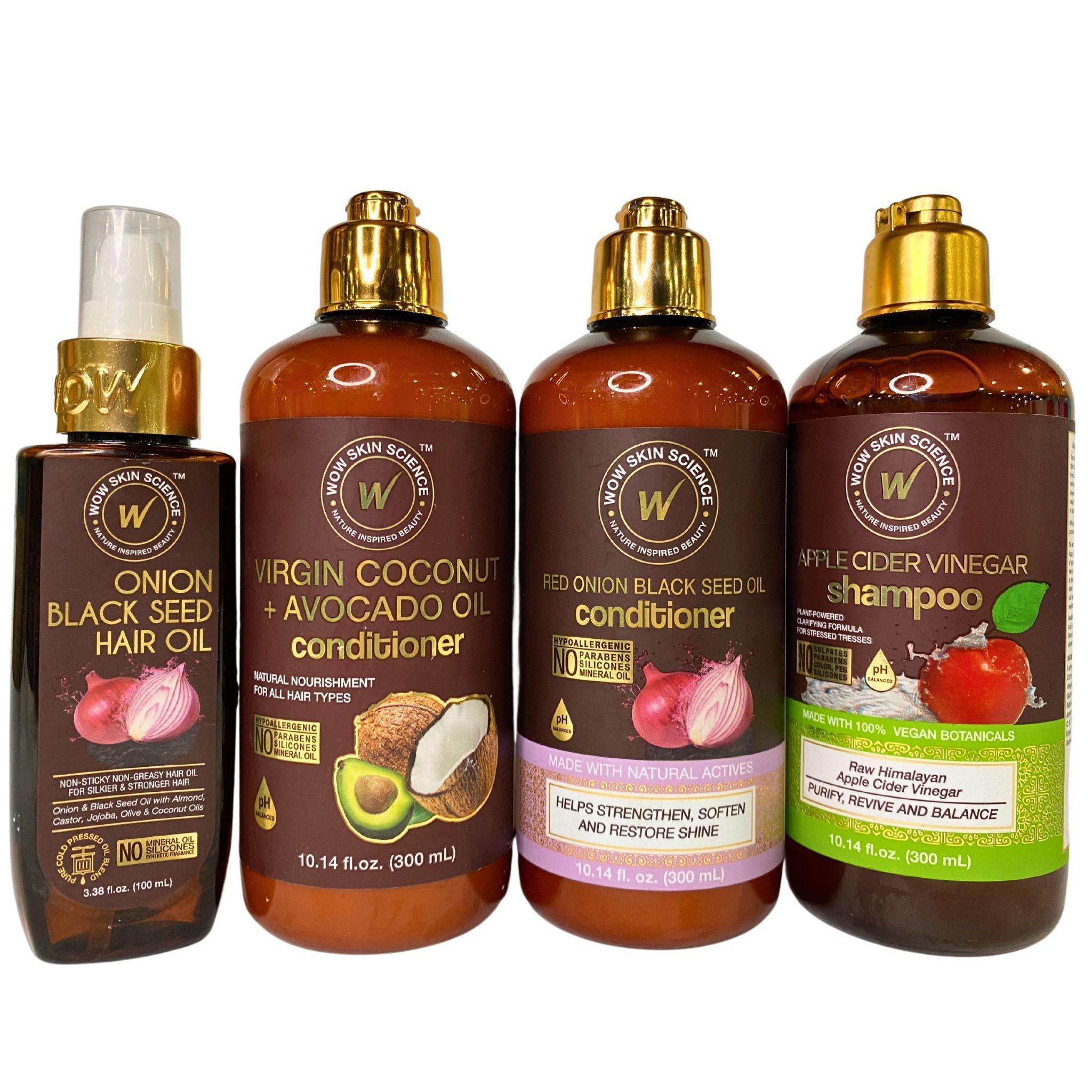 Wow Skin Science Hair Care Bundle - Shampoo, Conditioner & Hair Oil (24 Pcs) for Damaged Hair Repair & Daily Nourishment - Perfect for Home & Salon Use