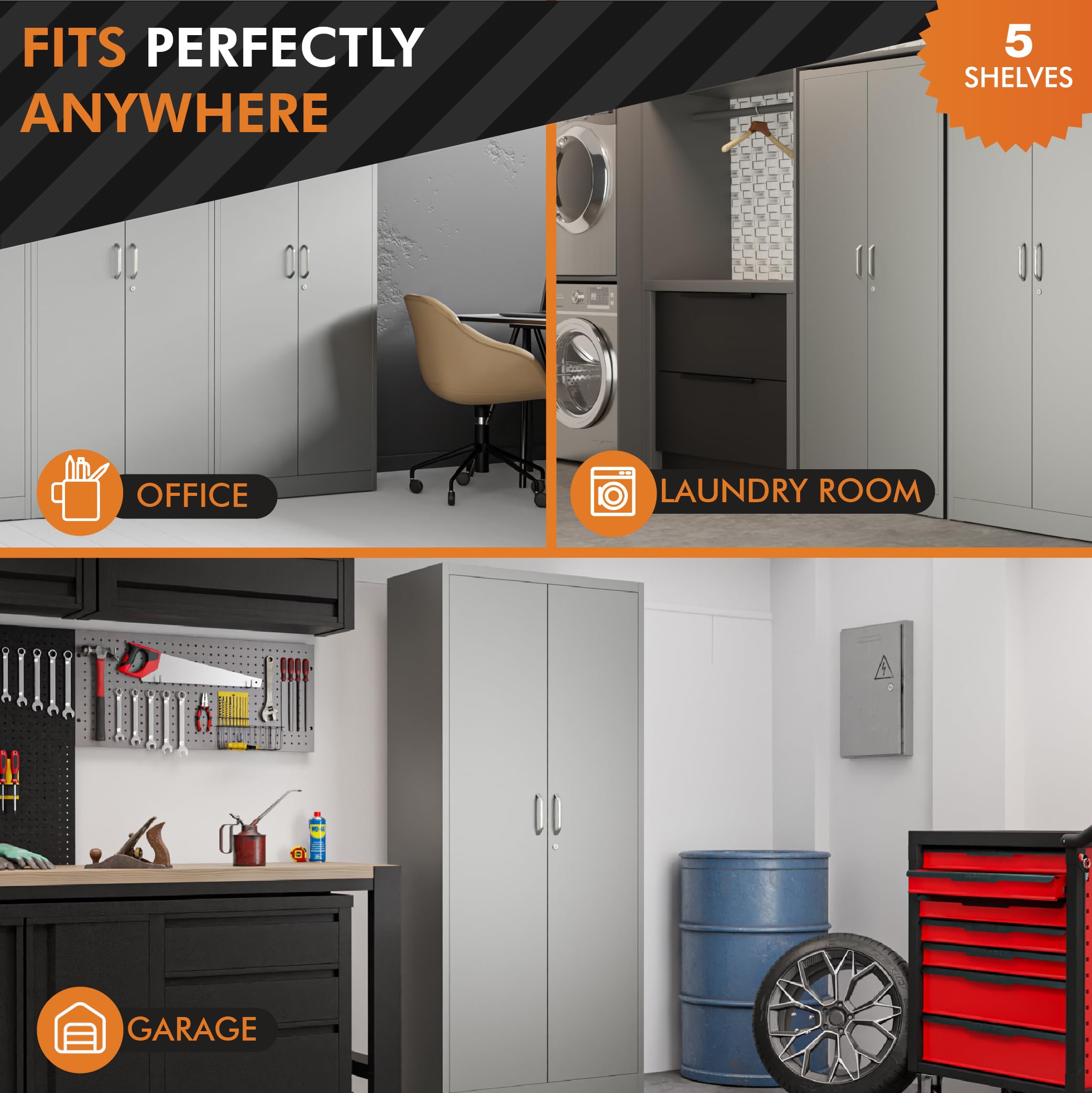 Heavy Duty Locking Metal Storage Cabinet - 71