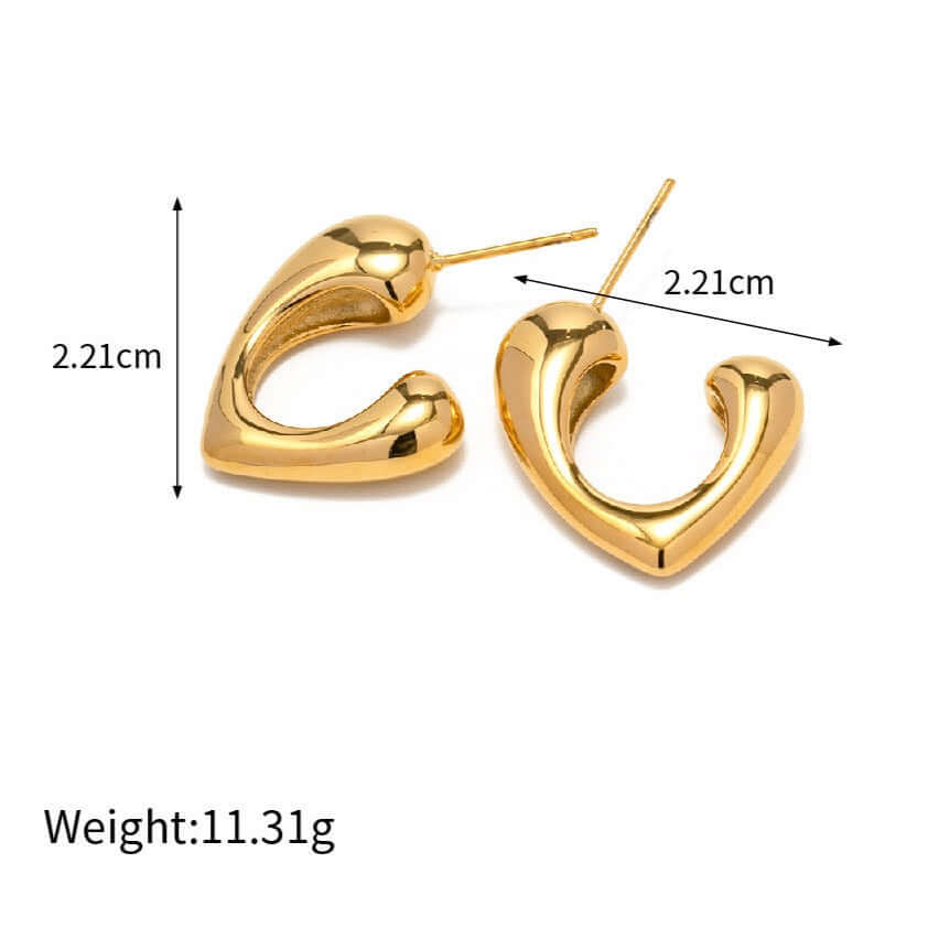 18K Gold Plated Heart U Hoop Earrings for Women - Elegant Valentine's Day Gift for Her | JDE082 | Perfect for Date Nights, Anniversaries and Romantic Occasions