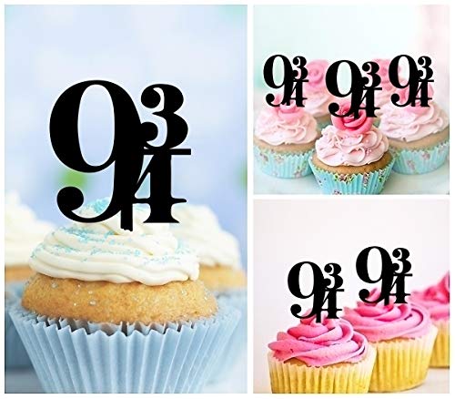 TA1138 Harry Potter Inspired Platform 9 3/4 Silhouette Acrylic Cupcake Toppers - 10pcs for Wedding, Birthday Party Decorations | Perfect for Harry Potter Themed Events, Baby Showers & DIY Cake Decorating