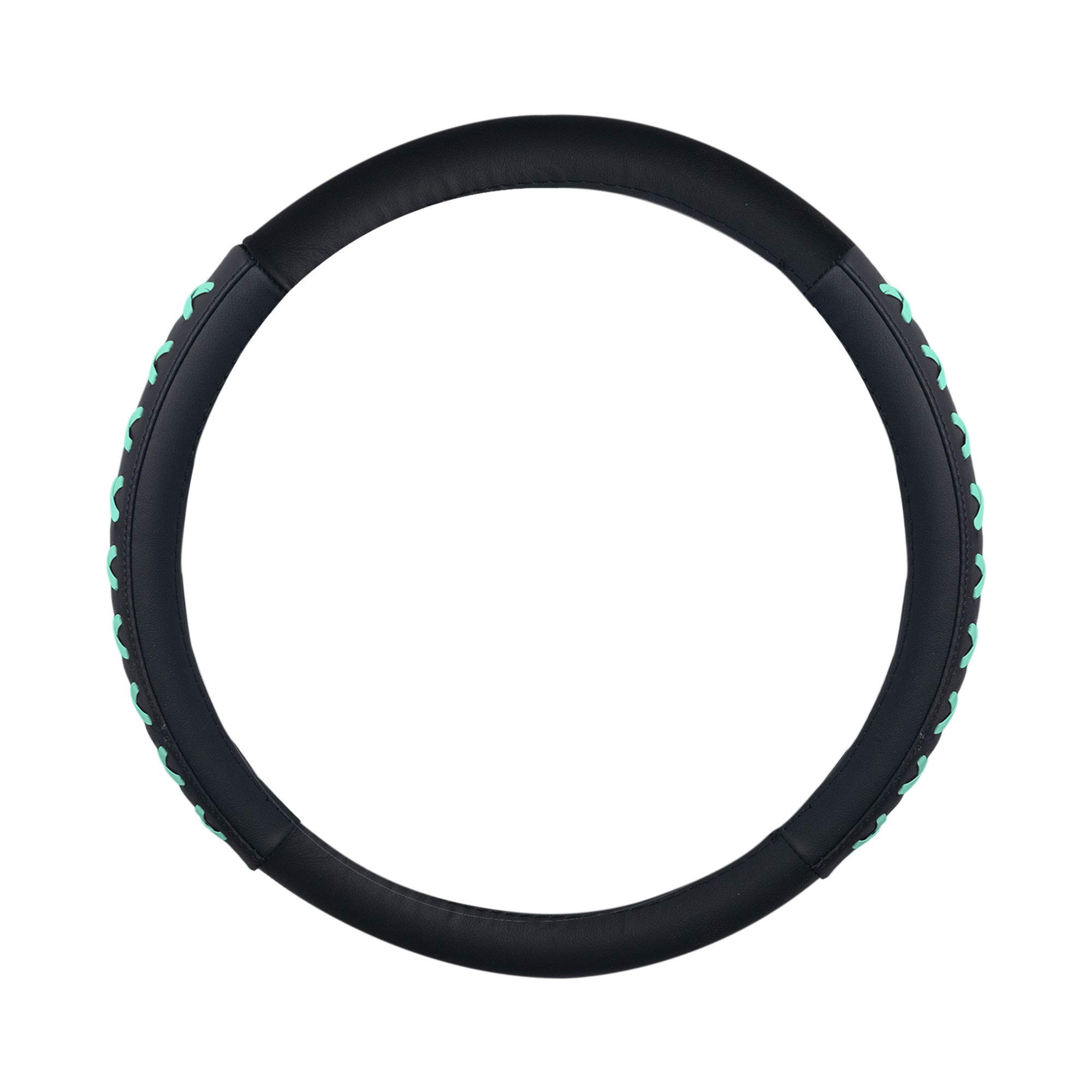 TLH Universal 15 Inch Genuine Leather Steering Wheel Cover with Lace-Up Design - Non-Slip Grip for Cars, Trucks & SUVs - Perfect for Daily Commute & Road Trips