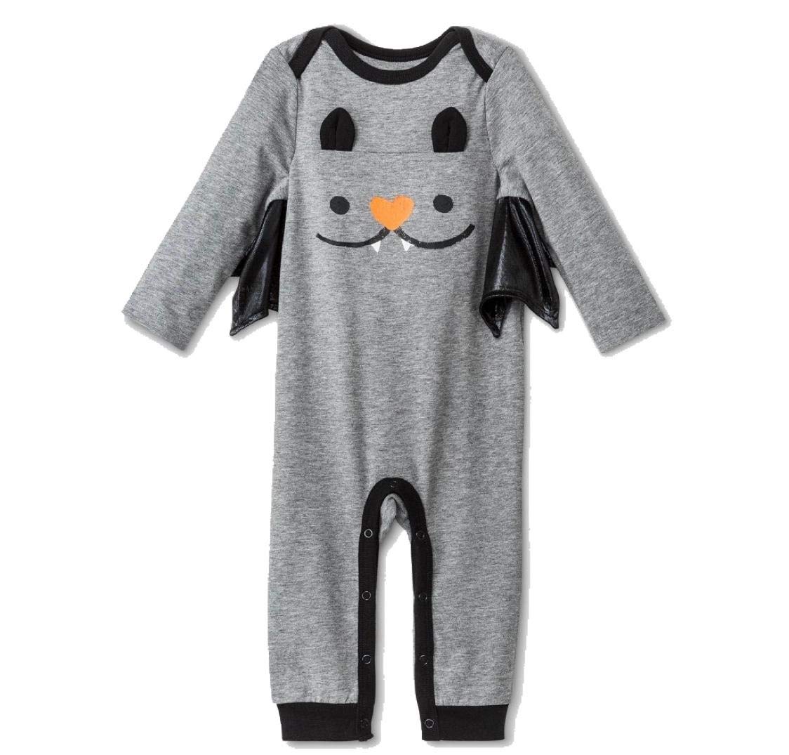 Cat & Jack Baby Boys' Bat Face Halloween Long Sleeve Romper - Cute & Comfortable Halloween Outfit for Infants & Toddlers - Perfect for Trick-or-Treating, Costume Parties & Photo Shoots