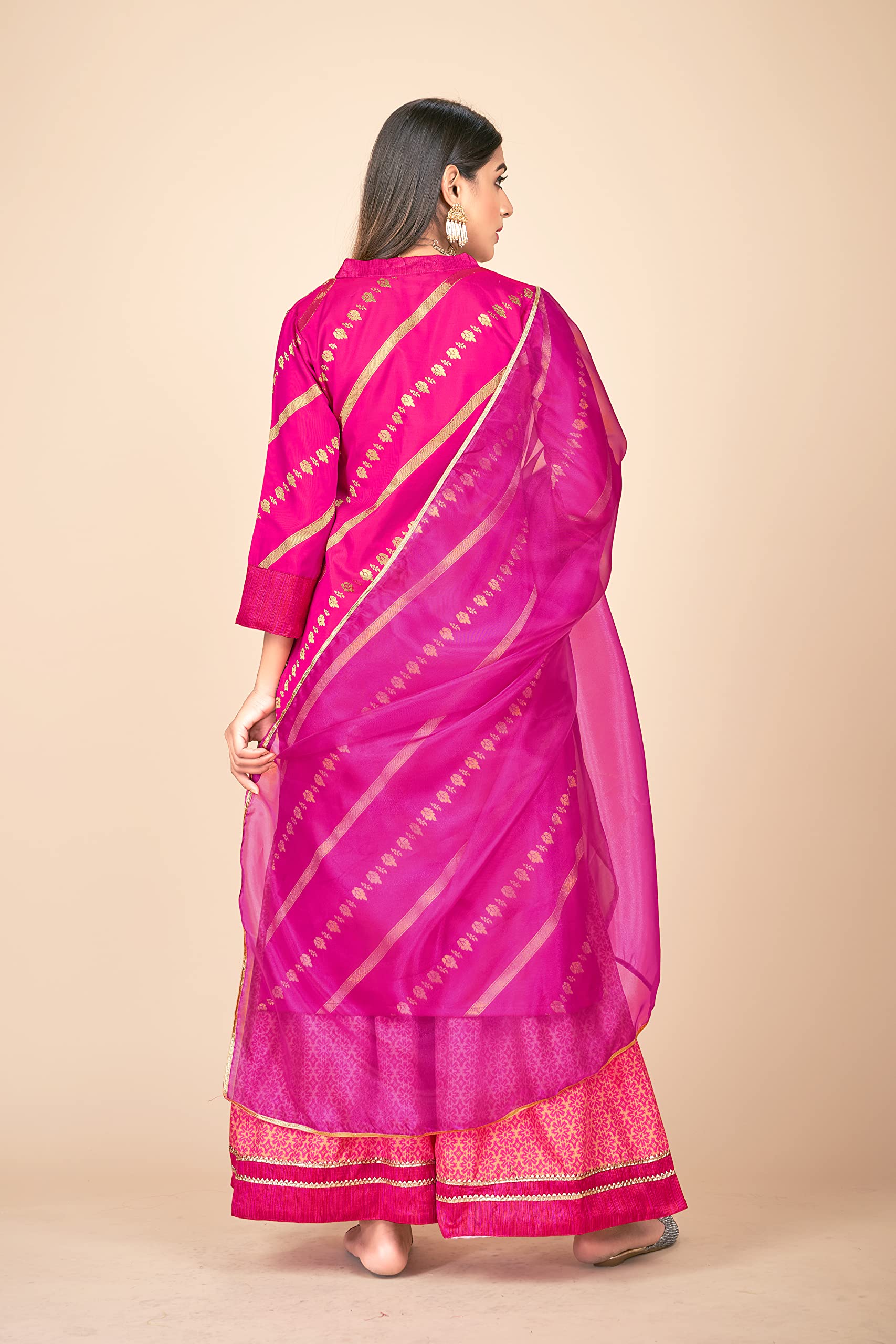 Art Silk Woven Ready-Made Indian Kurti for Women with Palazzo & Dupatta | Elegant Kurtis & Kurta Tops for Casual Wear, Parties & Festivals