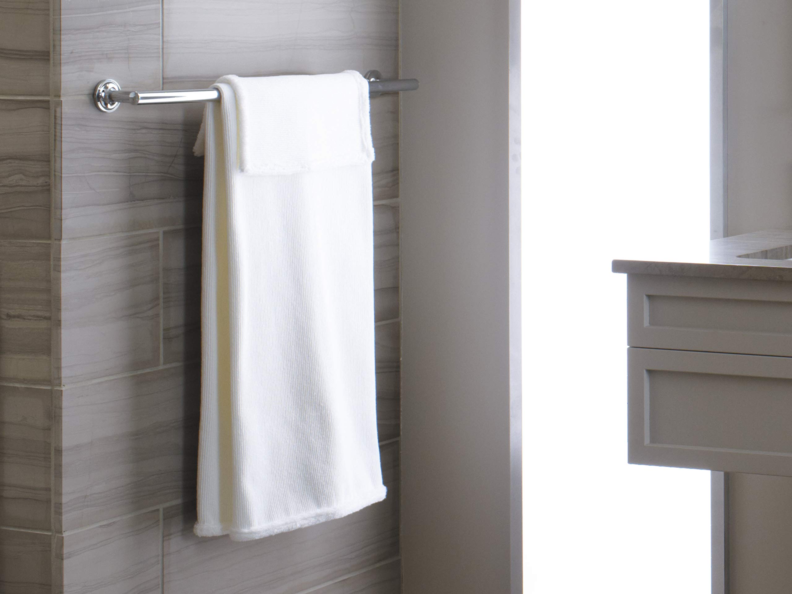 KOHLER Purist Collection Polished Chrome Towel Bar Holder K-14436-CP - Modern Bathroom Towel Rack for Bath, Spa & Luxury Home Decor