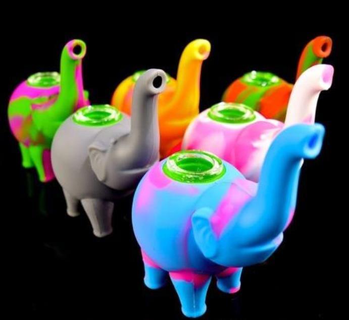 4.9 Inch Silicone Mini Bubbler Elephant Water Pipe - Food Grade Oil Rig with Multiple Color Options | Portable & Durable for Travel, Camping, and Home Use