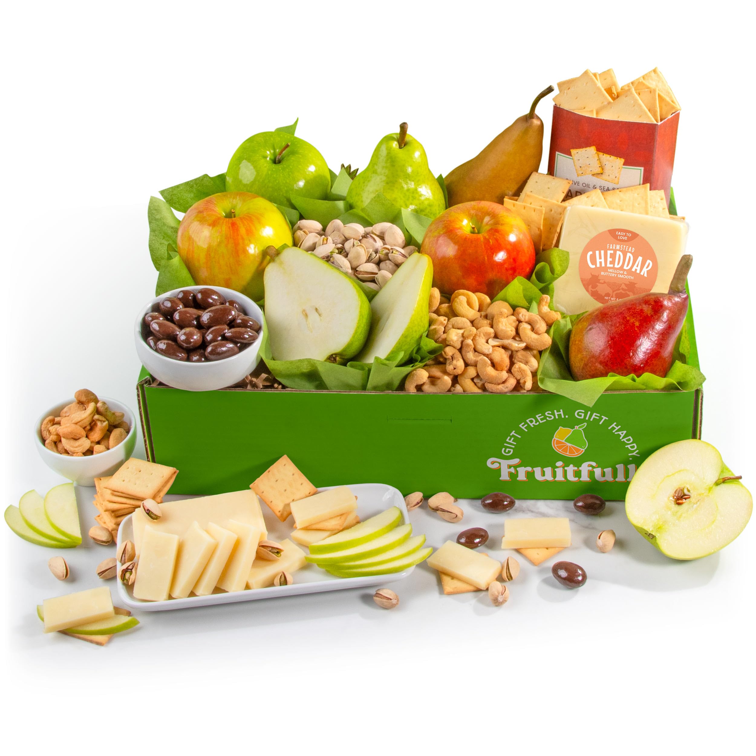 Premium Deluxe Fruit & Cheese Gift Box - Perfect Pairings for Holidays, Parties & Corporate Gifting | Gourmet Food Basket with Artisanal Treats