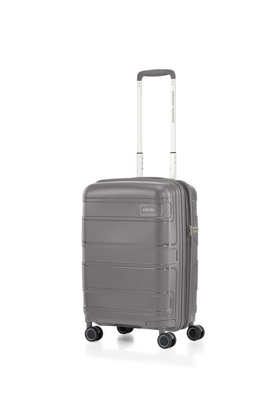 American Tourister Light Max 55cm Small Cabin Luggage - Mercury Grey Carry-On Suitcase for Business Travel & Weekend Getaways