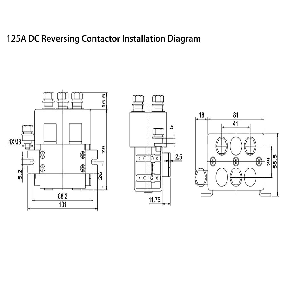 ATO 12V DC 2 Pole 125A Contactor Relay - Heavy Duty Power Switching for Marine, RV, Solar & Industrial Applications