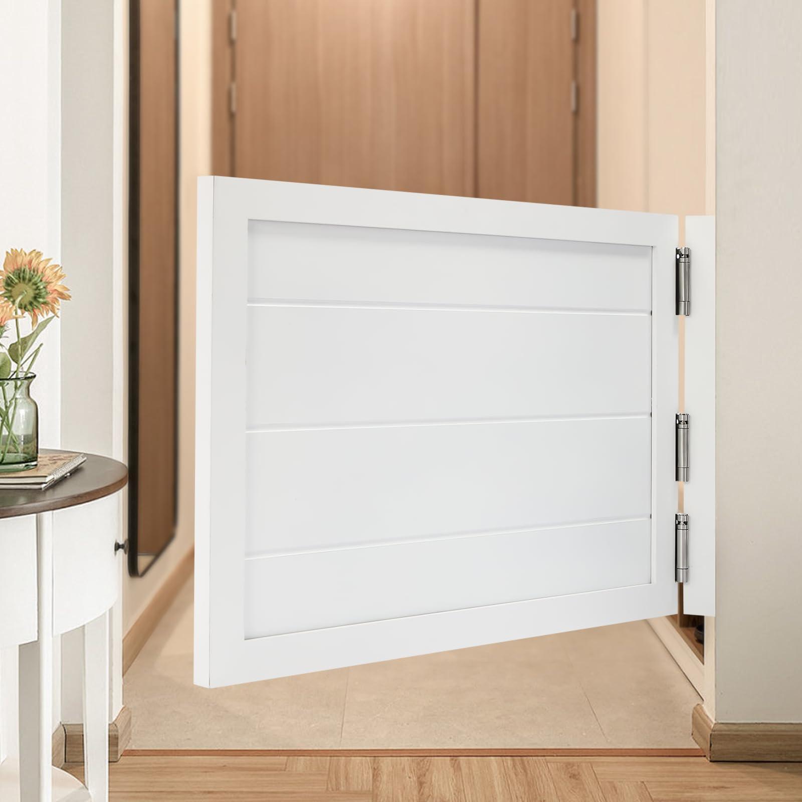 White 35.4x23.6 Inch Swinging Cafe Saloon Half Door - Perfect for Kitchen Partition, Restaurant Decor & Western Style Home Entrance