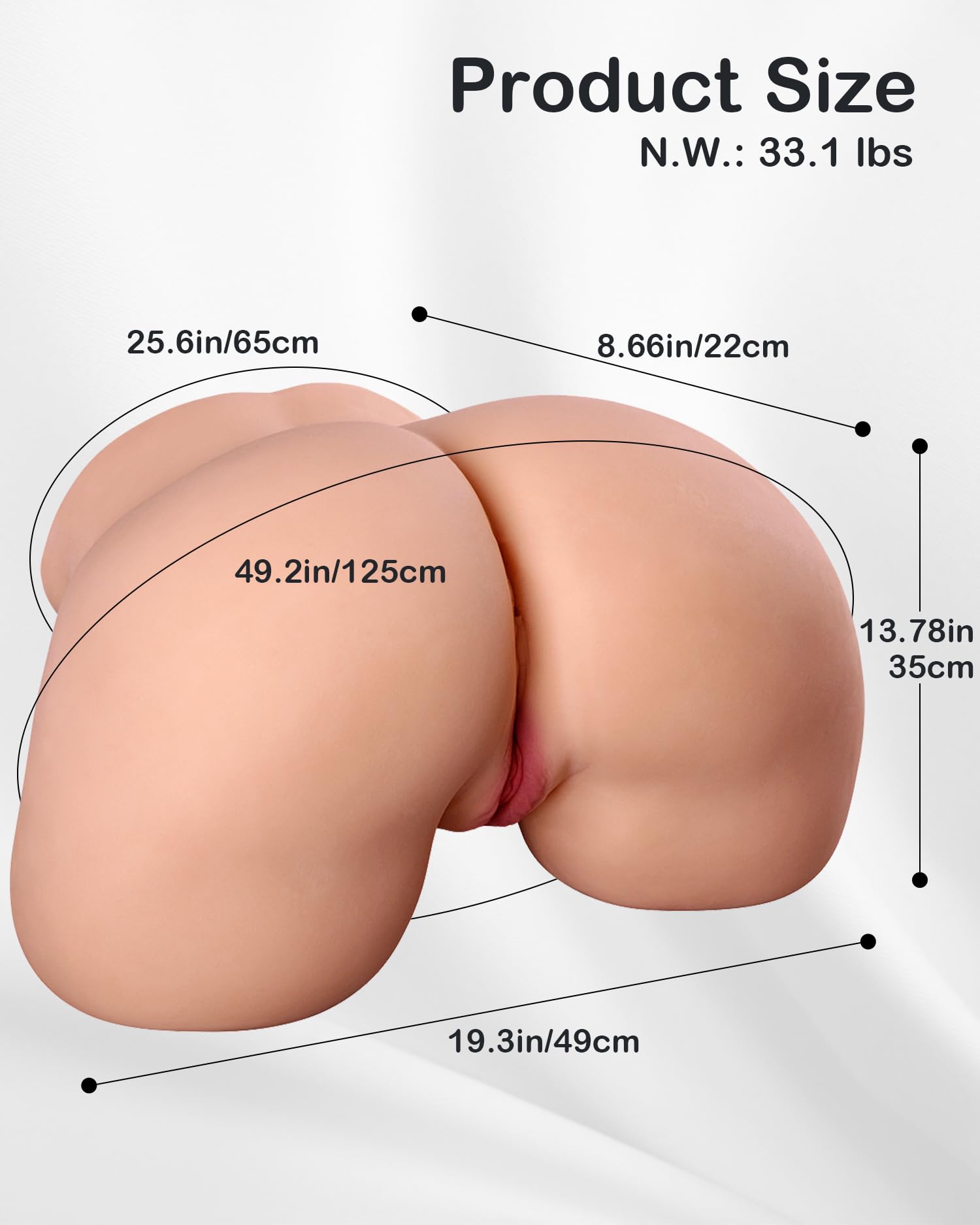 33.1LB Realistic Male Masturbator Sex Doll with Soft Skin Texture - Big Ass & Pussy Adult Toy for Deeper Vagina & Tight Anal Experience | Includes Drying Stick, Heating Rod & Washer Hose | Perfect for Solo Play & Couples Fantasy