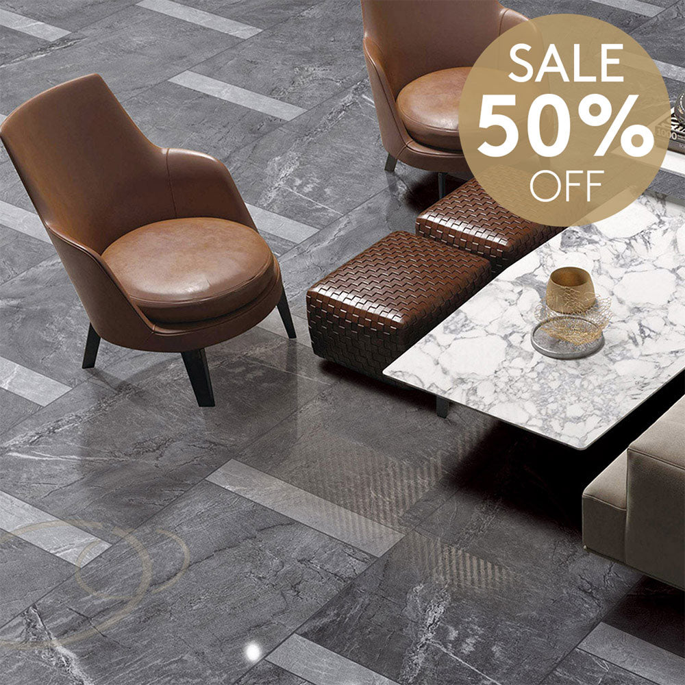 Premium Mondial Graphite 600x600 Stone Look Lappato Porcelain Tile - Matte Finish Floor & Wall Tile for Modern Living Rooms, Kitchens & Bathrooms