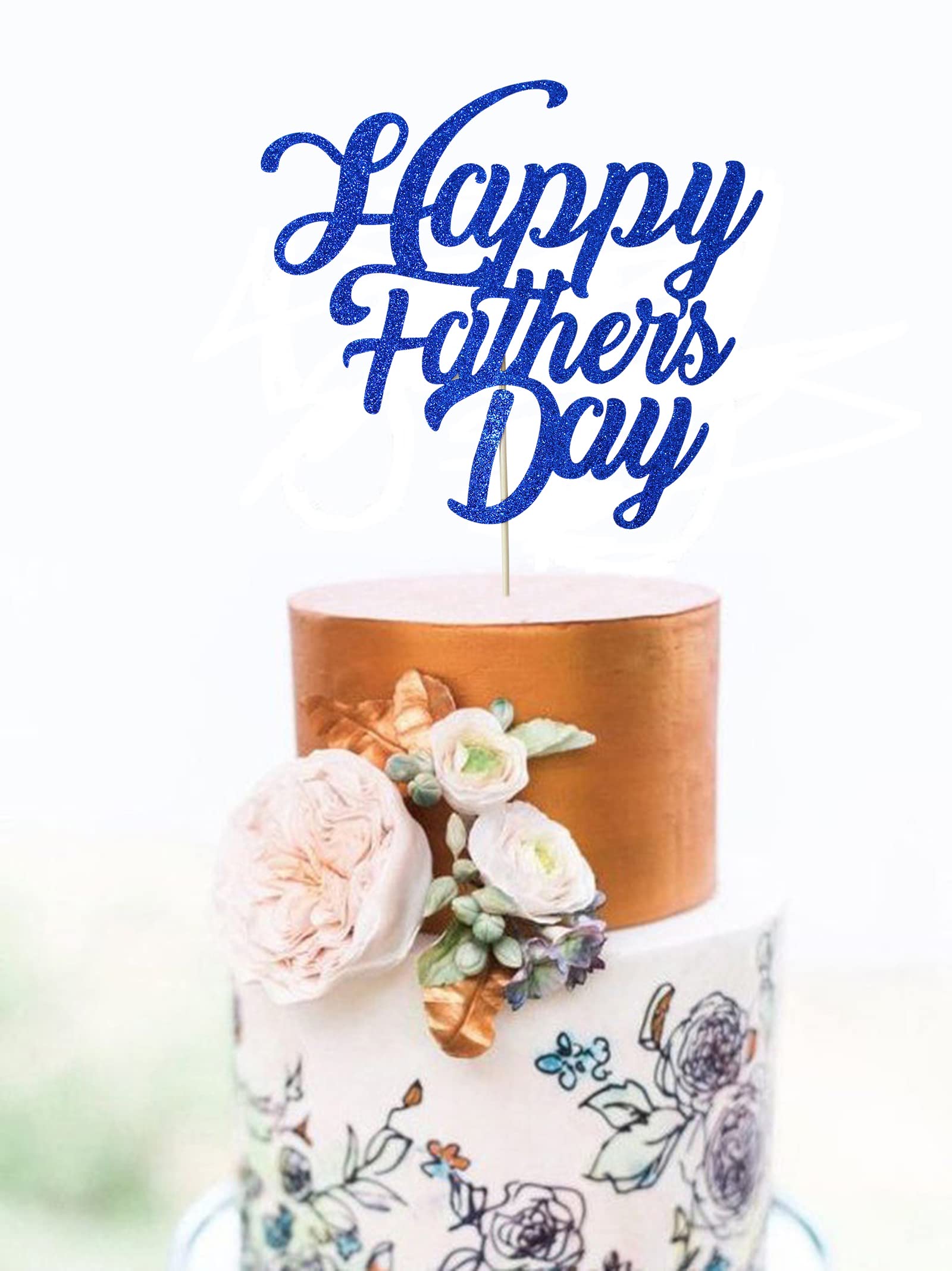 Blue Glitter Cake Topper for Father's Day - Happy Father's Day Cake Decoration - Perfect for Birthday Parties, Anniversary Celebrations & Special Occasions