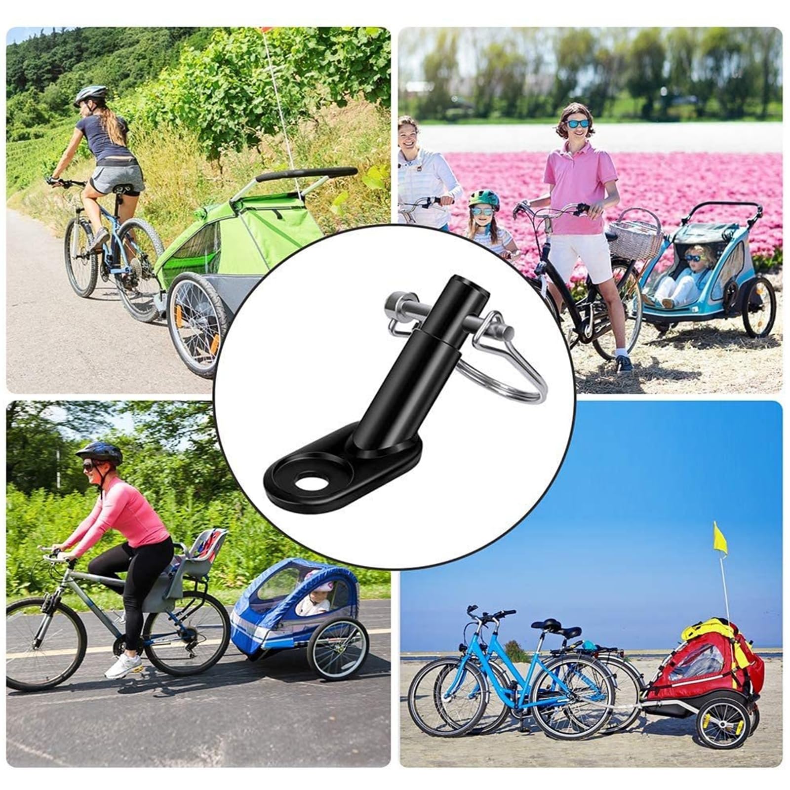Metal Bike Trailer Hitch Connector - Universal Bicycle Coupler for Child, Cargo & Pet Trailers | Heavy-Duty Cycling Accessory | Perfect for Family Rides, Grocery Hauling & Pet Adventures (Set B)