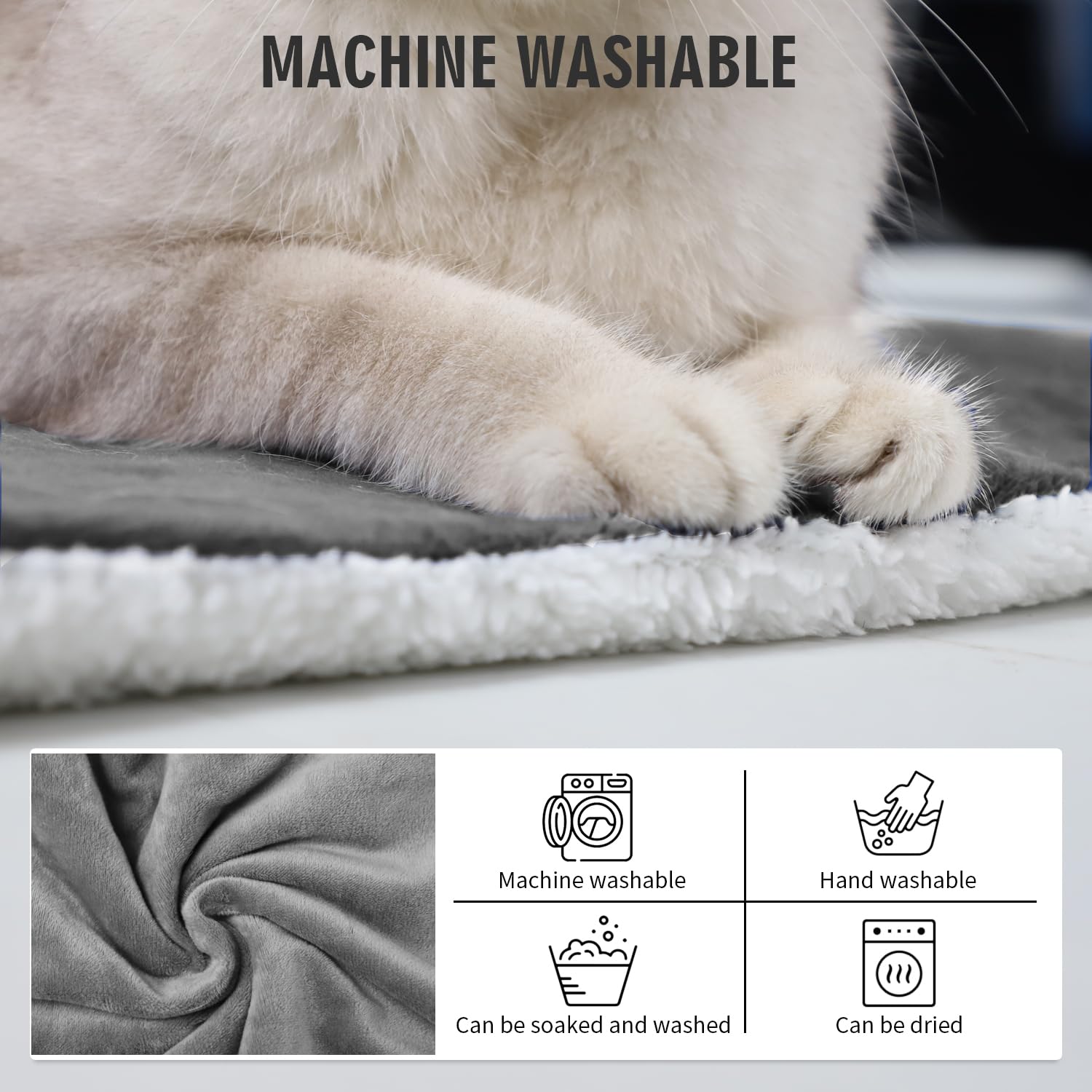 Rest-Eazzzy Heated Cat Bed with Removable Cover - 5-Level Temperature & Timer Control - Warm Pet Mat for Indoor Cats & Small Dogs (Pure Grey, Medium) - Perfect for Winter Warmth & Arthritis Relief
