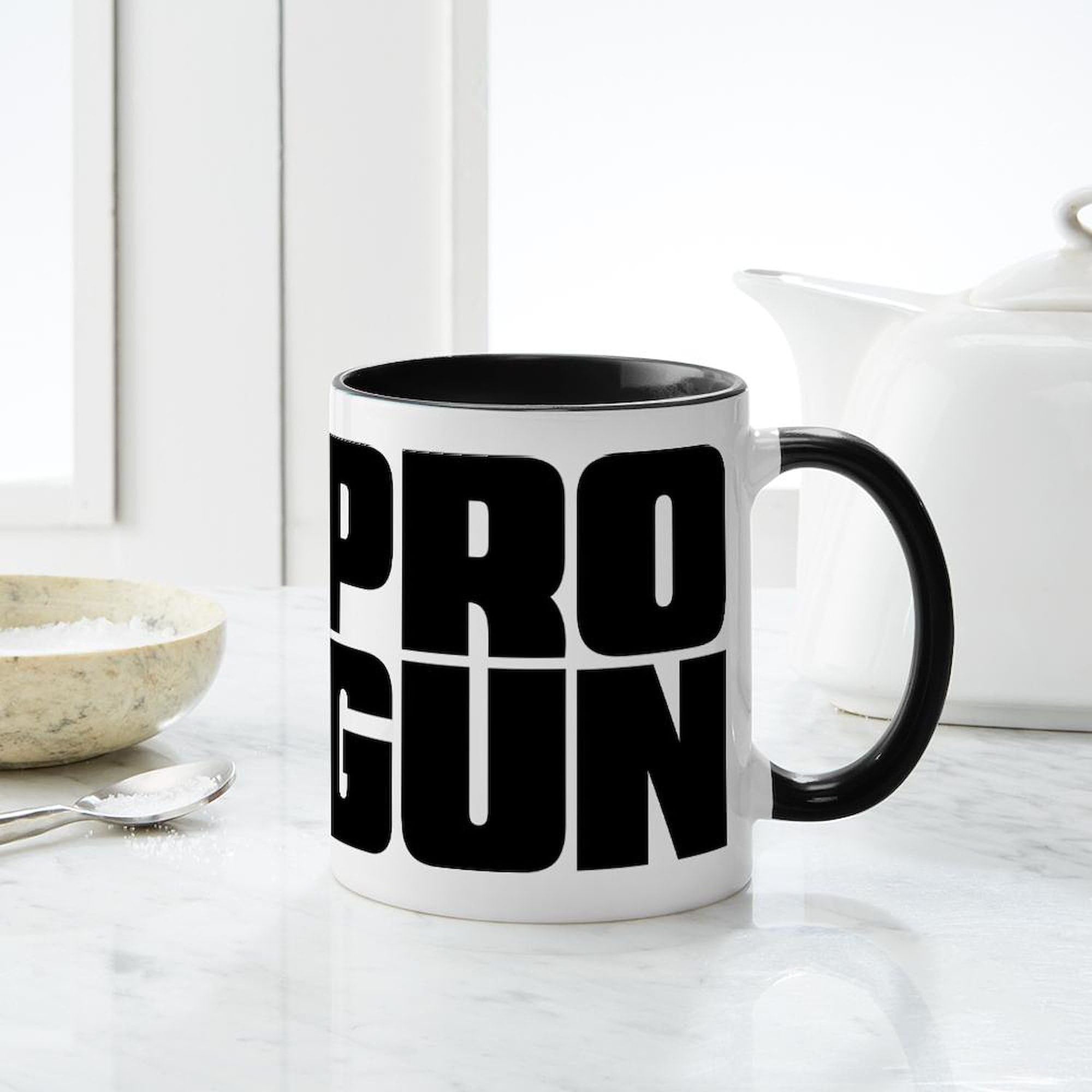 PRO GUN 11 oz (325 ml) Ceramic Coffee Mug - Durable White Tea Cup for Coffee Lovers, Perfect for Home, Office & Camping Use