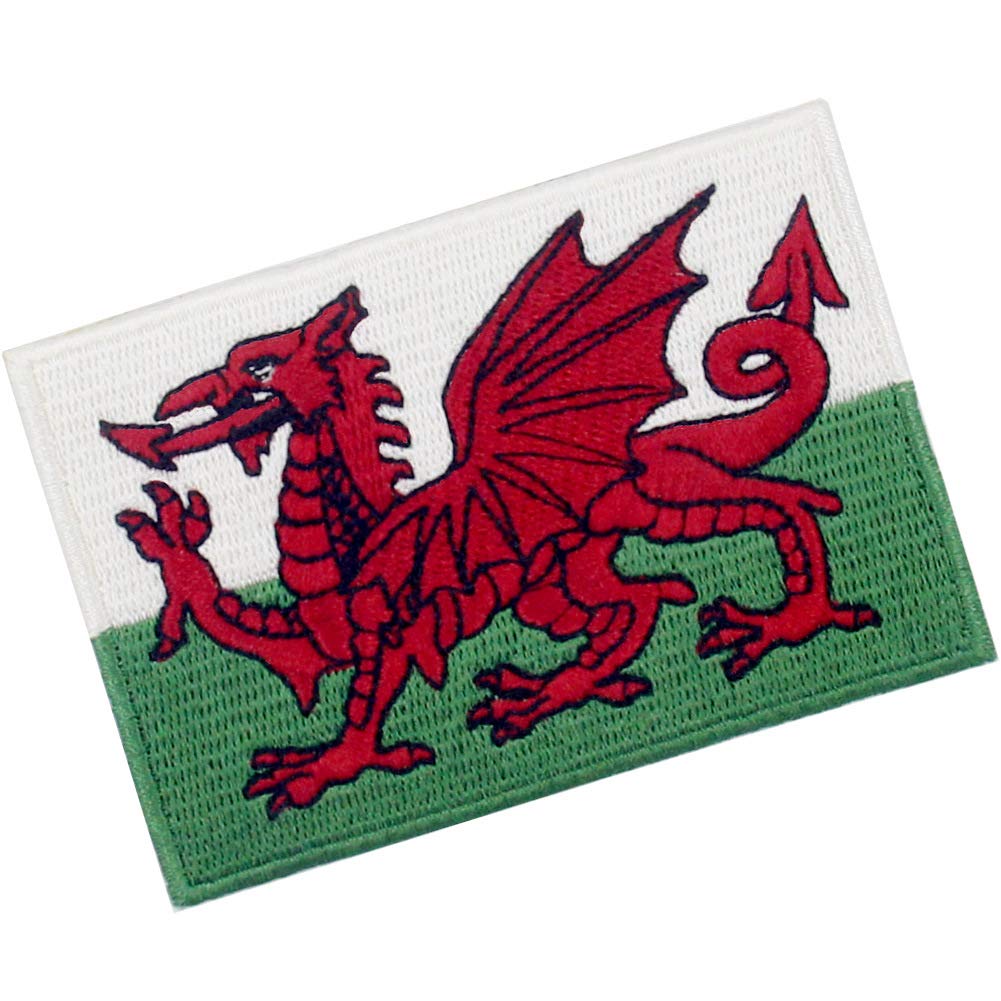 Wales Flag Patch - Embroidered Welsh Applique for Iron On or Sew On - Perfect for Backpacks, Jackets, and DIY Crafts