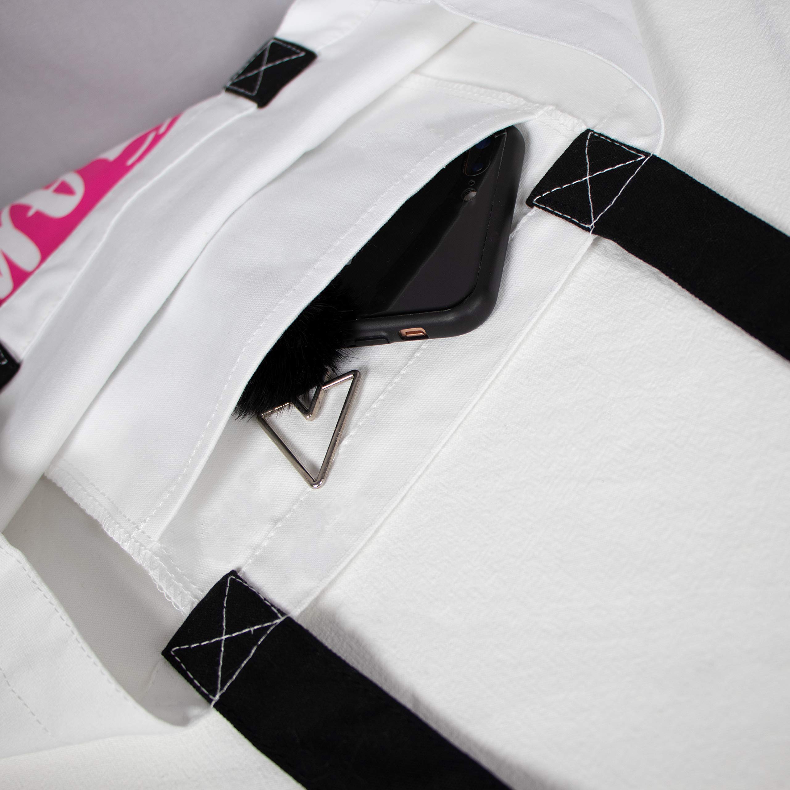 ELEGANTPARK Cotton Canvas Tote Bag for Women - Teacher Appreciation Gift, Valentine's Day, Graduation & Birthday Present with Pocket - White Shoulder Bag with Black Handle | Perfect for School, Work, Shopping & Daily Use