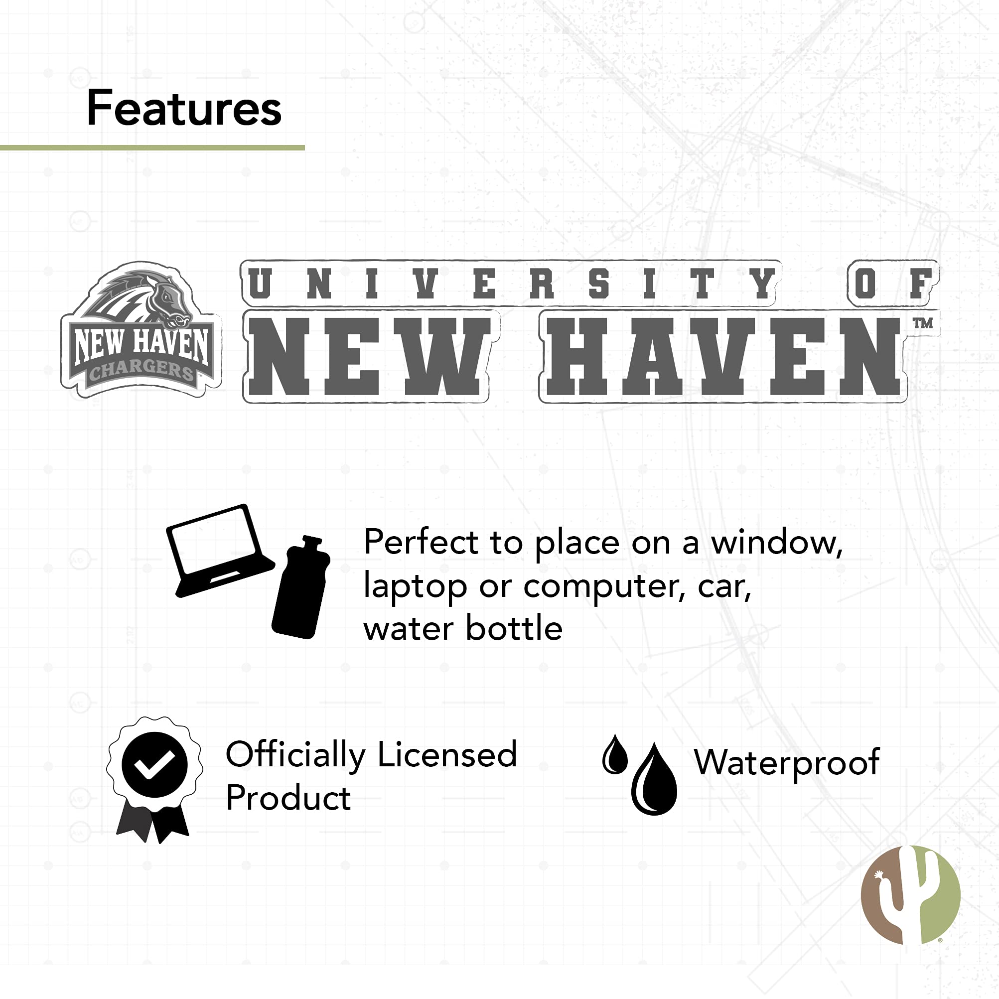 UNH Chargers Vinyl Decal Sticker - 8 Inch Desert Cactus University of New Haven Logo for Laptop, Water Bottle, Car & Scrapbook - Perfect for School Spirit, College Pride & DIY Crafts