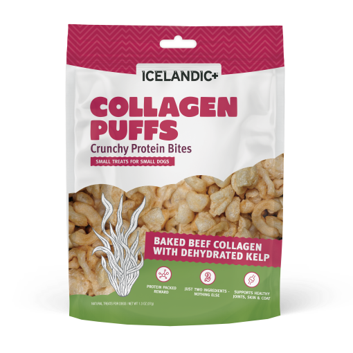 Premium Icelandic Beef Collagen Puffs with Organic Kelp - Healthy Dog Treats for Small Breeds | Supports Joint Health & Shiny Coat | Perfect for Training Rewards and Daily Snacks