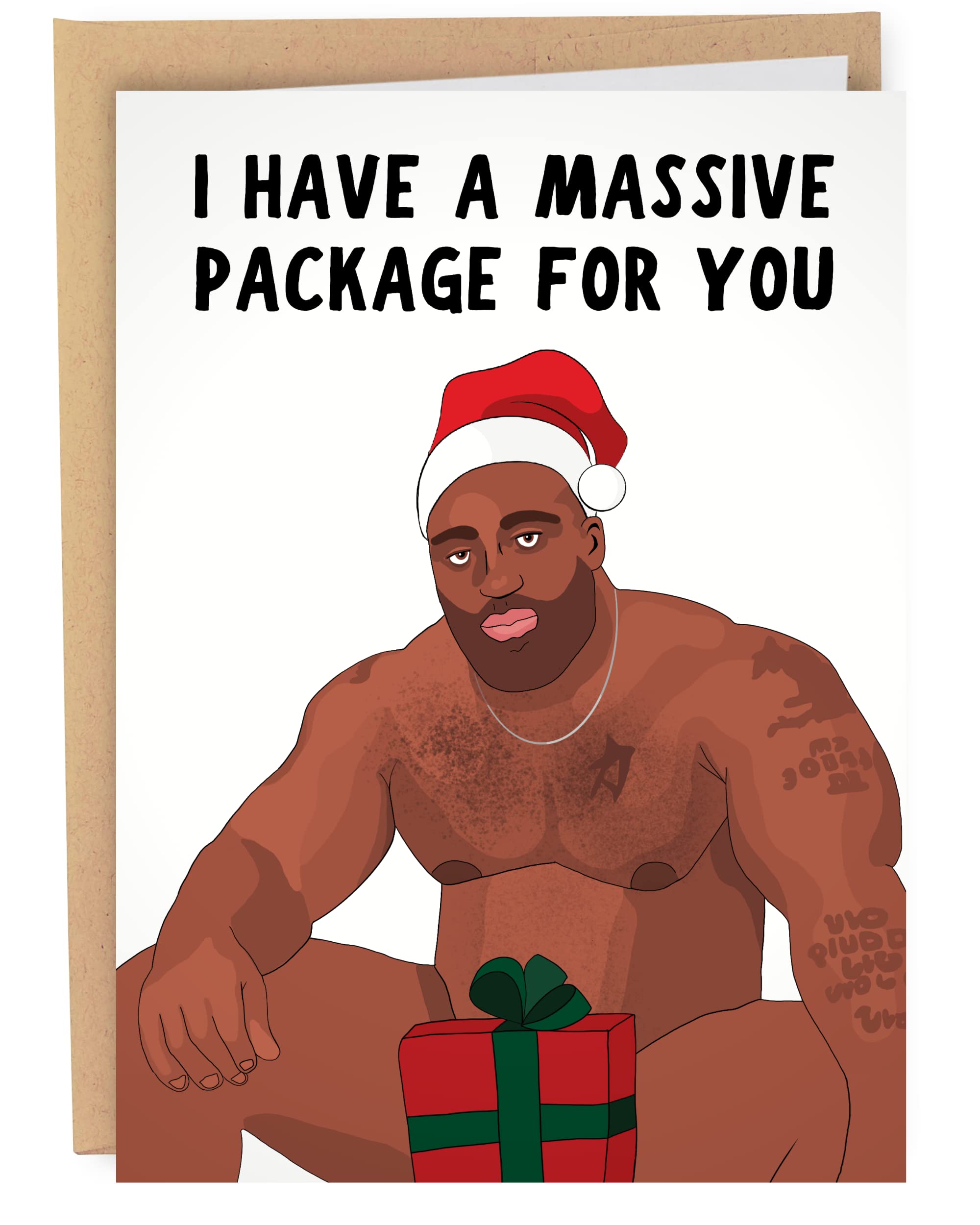 Funny Christmas Cards for Men & Women | Barry Wood Massive Package Dirty Holiday Greeting Card | Naughty Xmas Cards for Friends, Couples, Husband, Wife, Fiancé | Perfect for Office Gag Gifts & Adult Humor Holiday Parties