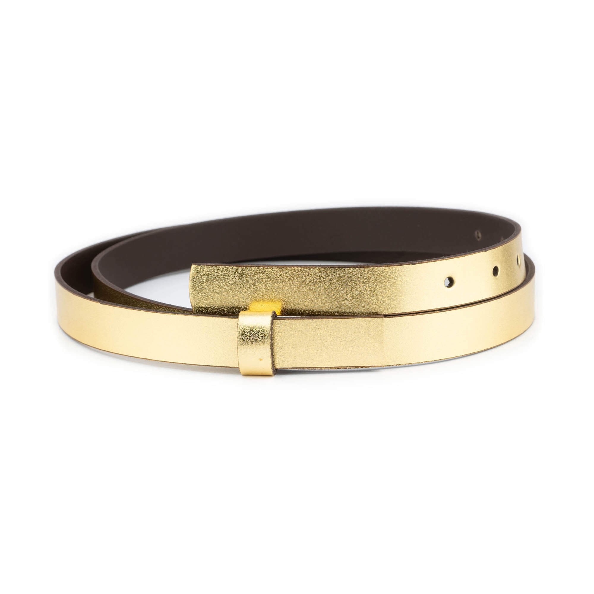 2.0 cm Genuine Gold Leather Belt Strap - Replacement for YSL Buckles - Women's Fashion Accessory for Jeans, Dresses & Office Wear