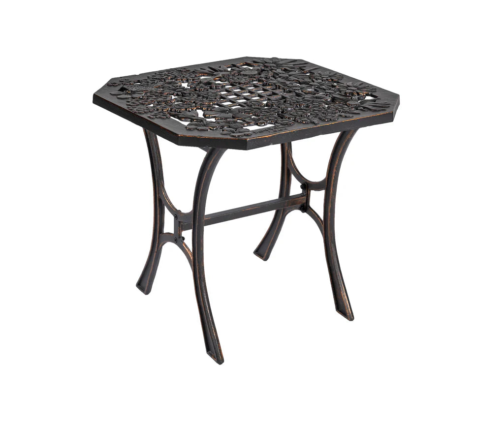 Rustic Outdoor Wildflower Side Table - Handcrafted Wooden End Table for Patio, Garden & Porch Decor - Perfect for Outdoor Entertaining & Relaxation