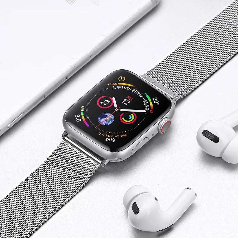 Premium Milanese Loop Strap with Secure Magnetic Clasp - Compatible with Apple Watch & Smartwatches - Ideal for Workouts, Business & Everyday Wear