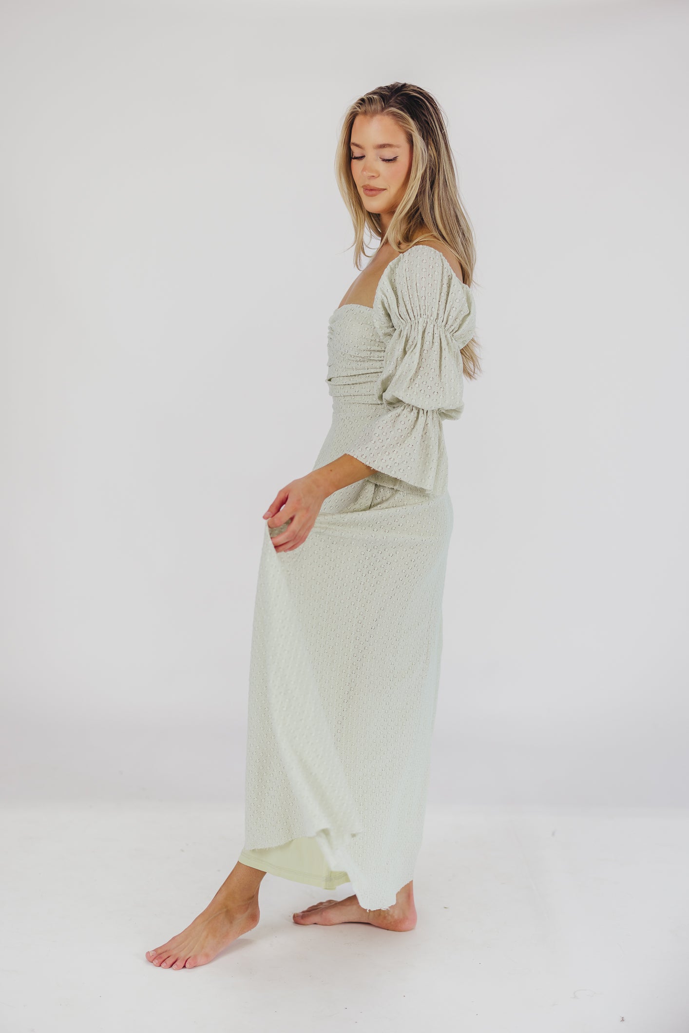 Corrine Tiered Sleeve Maxi Dress with Pockets - Bump Friendly Maternity Dress, Inclusive Sizing (S-3XL) in Refreshing Mint Green | Perfect for Baby Showers, Beach Vacations & Summer Weddings