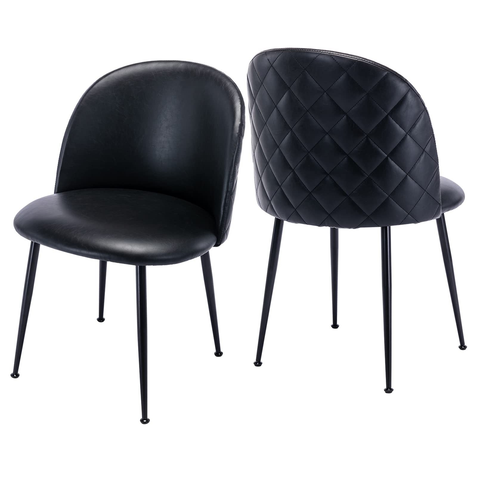 Zhenghao Modern Accent Dining Chairs Set of 2 - Faux Leather Upholstered Wingback Armless Side Chairs with Sturdy Metal Legs - Perfect for Living Room, Kitchen, Bedroom & Vanity (Black) | Elegant Home Decor & Comfortable Seating Solution