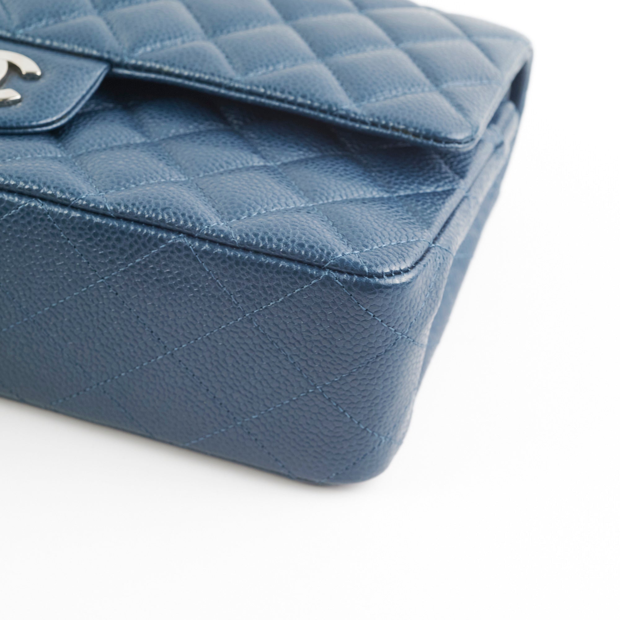 Chanel Medium/Large Double Classic Flap Bag in Navy Caviar Leather - Perfect for Work, Evening Events & Luxury Fashion Accessories