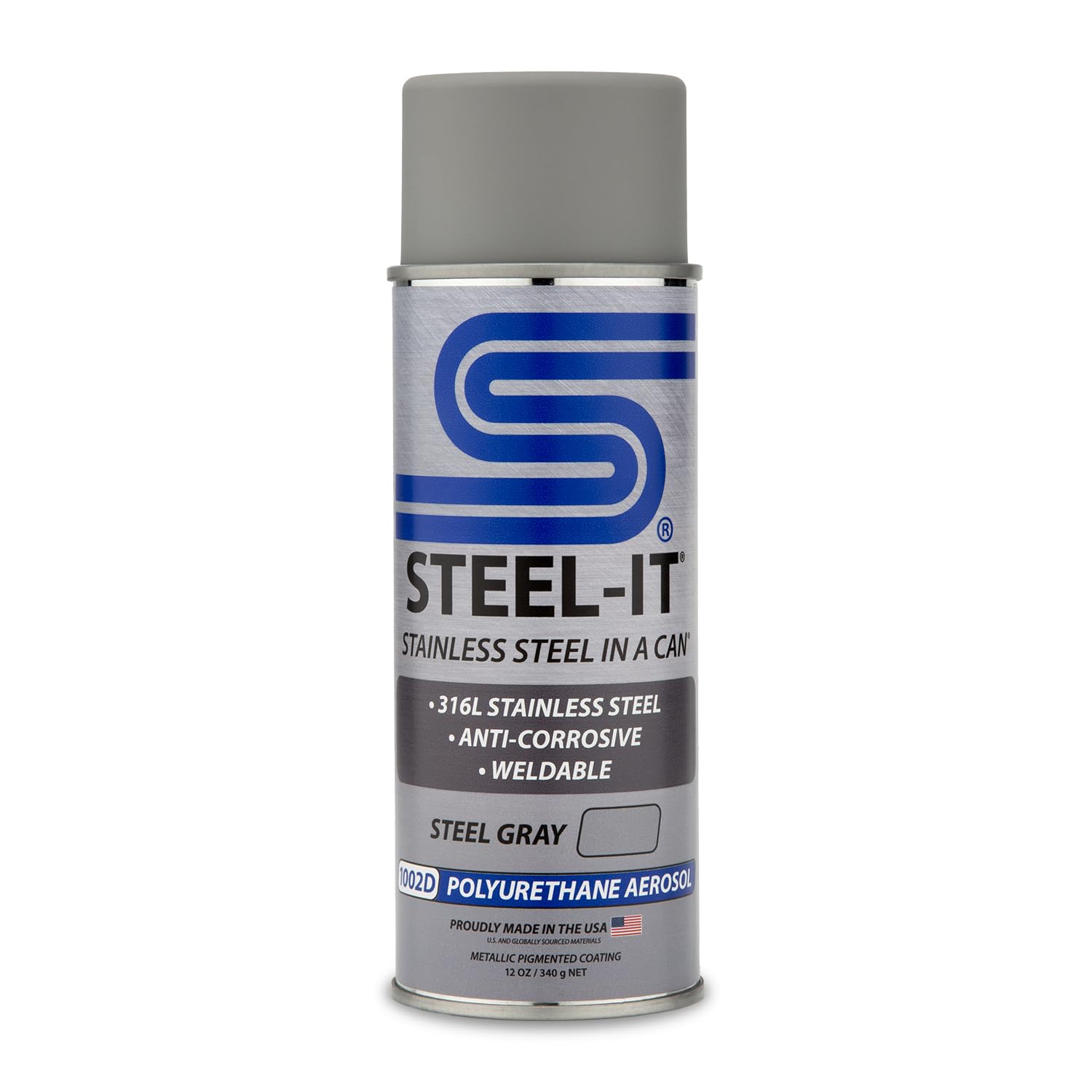 Steel-It 1002D Polyurethane Aerosol Spray Paint - Industrial Grade, Weldable, Rust Resistant Coating - Steel Gray (5 Pack) - Perfect for Metal Fabrication, Automotive Repair & Industrial Equipment Maintenance