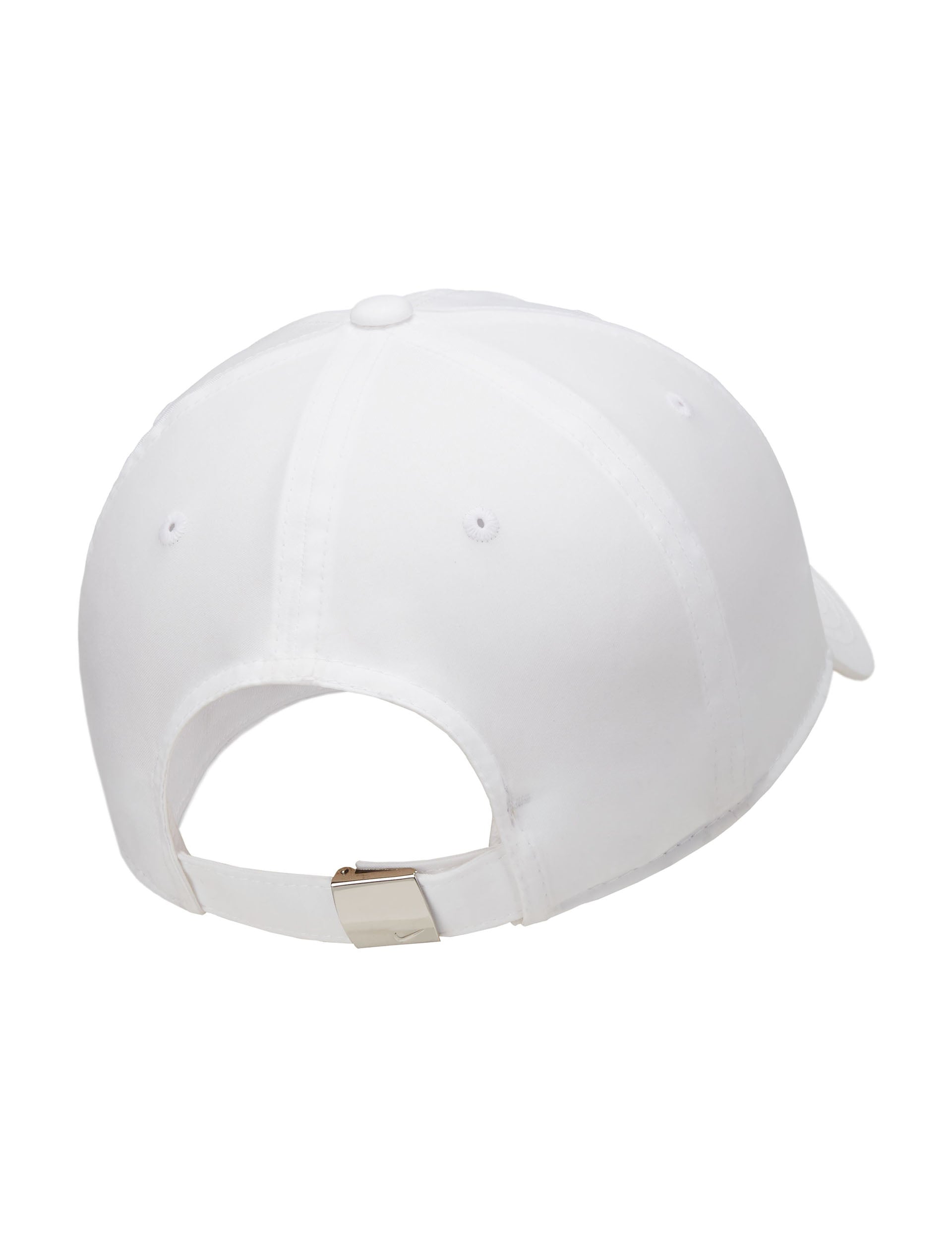 Nike Dri-FIT Club Unstructured Metal Swoosh Cap - White/Metallic Silver | Breathable Performance Hat for Running, Golf & Outdoor Activities