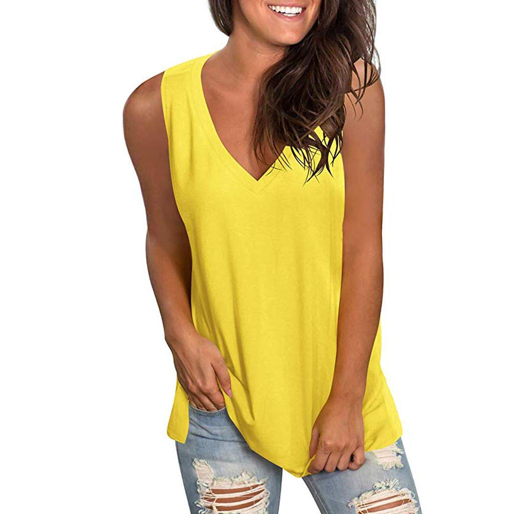 Women's Summer V-Neck Sleeveless Blouse - Casual Tunic Top for Women - Breathable & Lightweight Summer Shirt - Perfect for Beach, Office & Everyday Wear