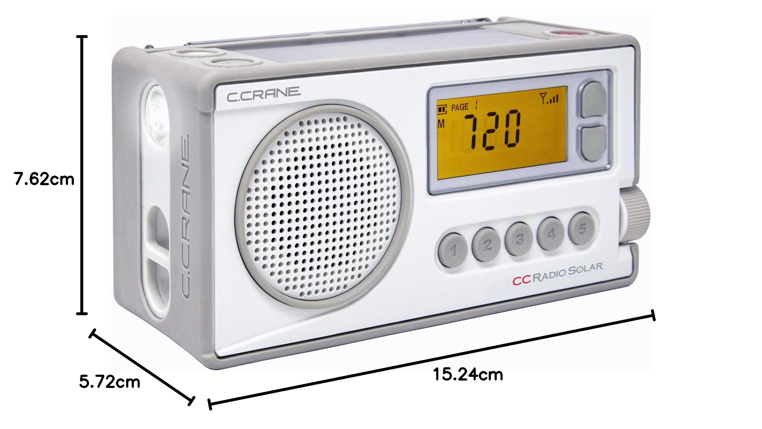 C. Crane CCRadio Solar Wind-Up Emergency Crank Digital Radio - AM/FM, NOAA Weather & Alert, Built-in LED Flashlight & Phone Charger - Portable Battery Operated Radio for Outdoor, Camping & Emergency Preparedness