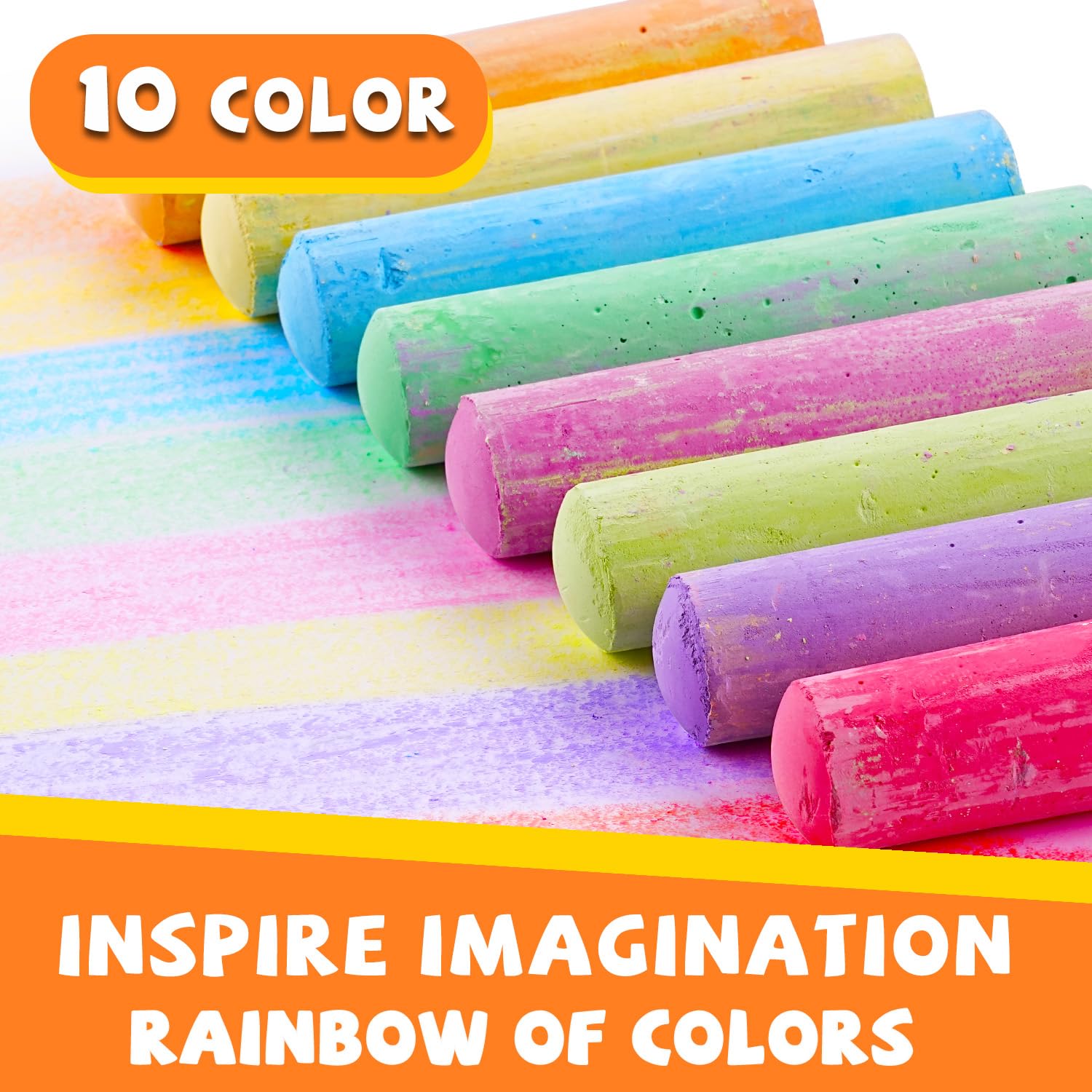 VEESA Jumbo Sidewalk Chalk Set - 52 Pieces in 10 Vibrant Colors (4” x 1”) | Washable Non-Toxic Driveway Chalk for Kids & Adults | Perfect for Chalkboards, Blackboards, Outdoor Playgrounds & Creative Sidewalk Art