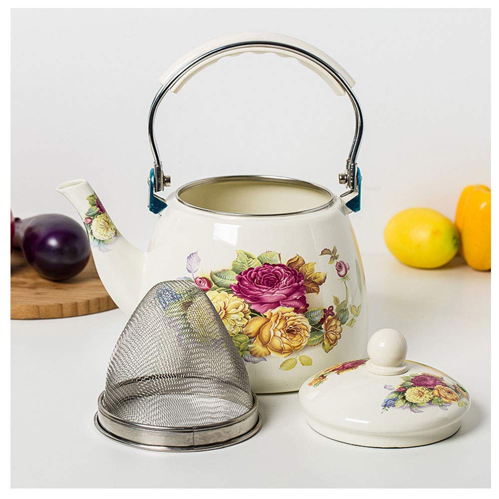 3.3L Enamel Teapot Kettle - Japanese Style Colorful Stovetop Tea Pot with Built-in Strainer for Brewing Tea, Coffee & Herbal Infusions - Perfect for Home, Office & Tea Ceremonies