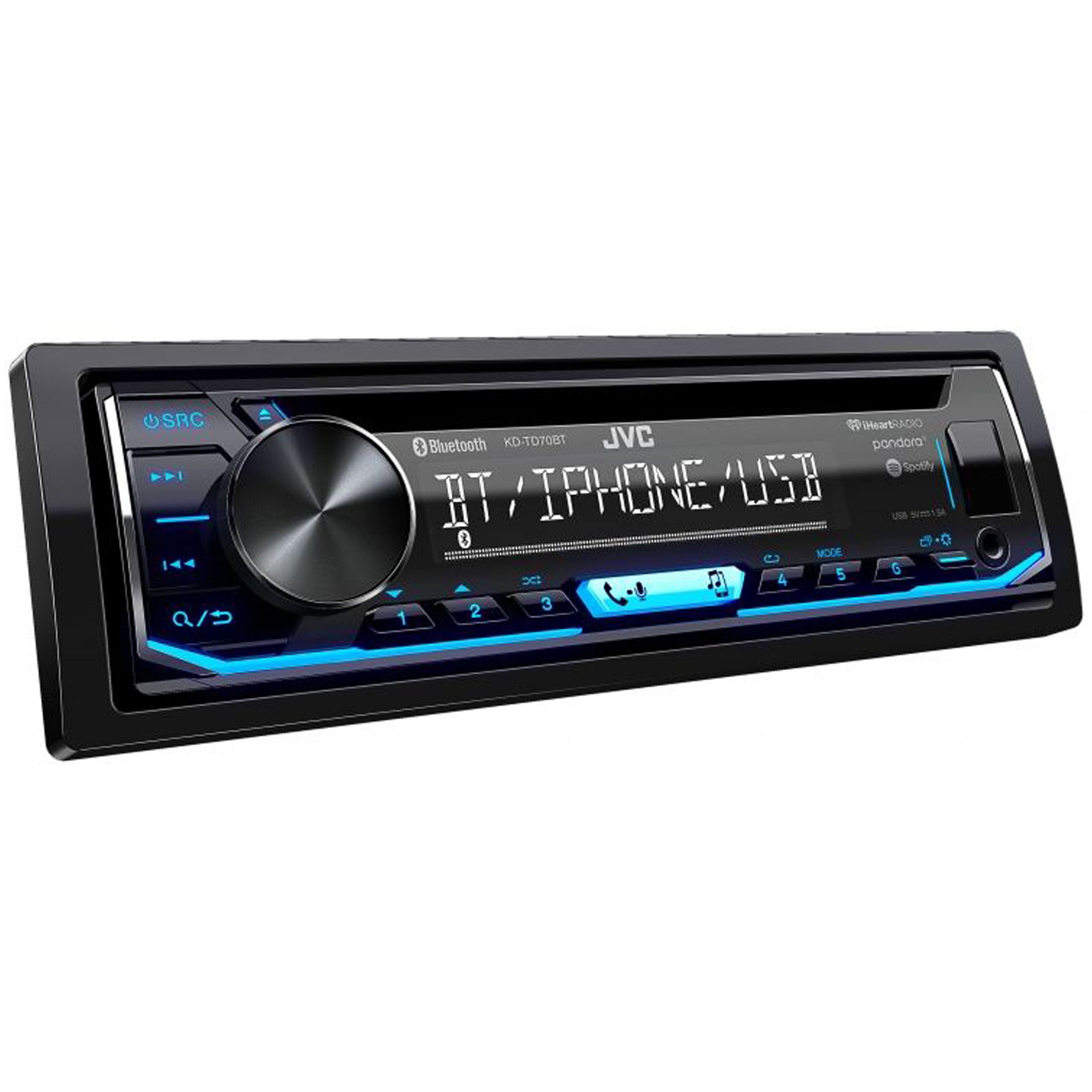 JVC KD-TD70BT Single DIN Bluetooth Car Stereo with USB/AUX Input - Perfect for Hands-Free Calling & Music Streaming in Your Vehicle