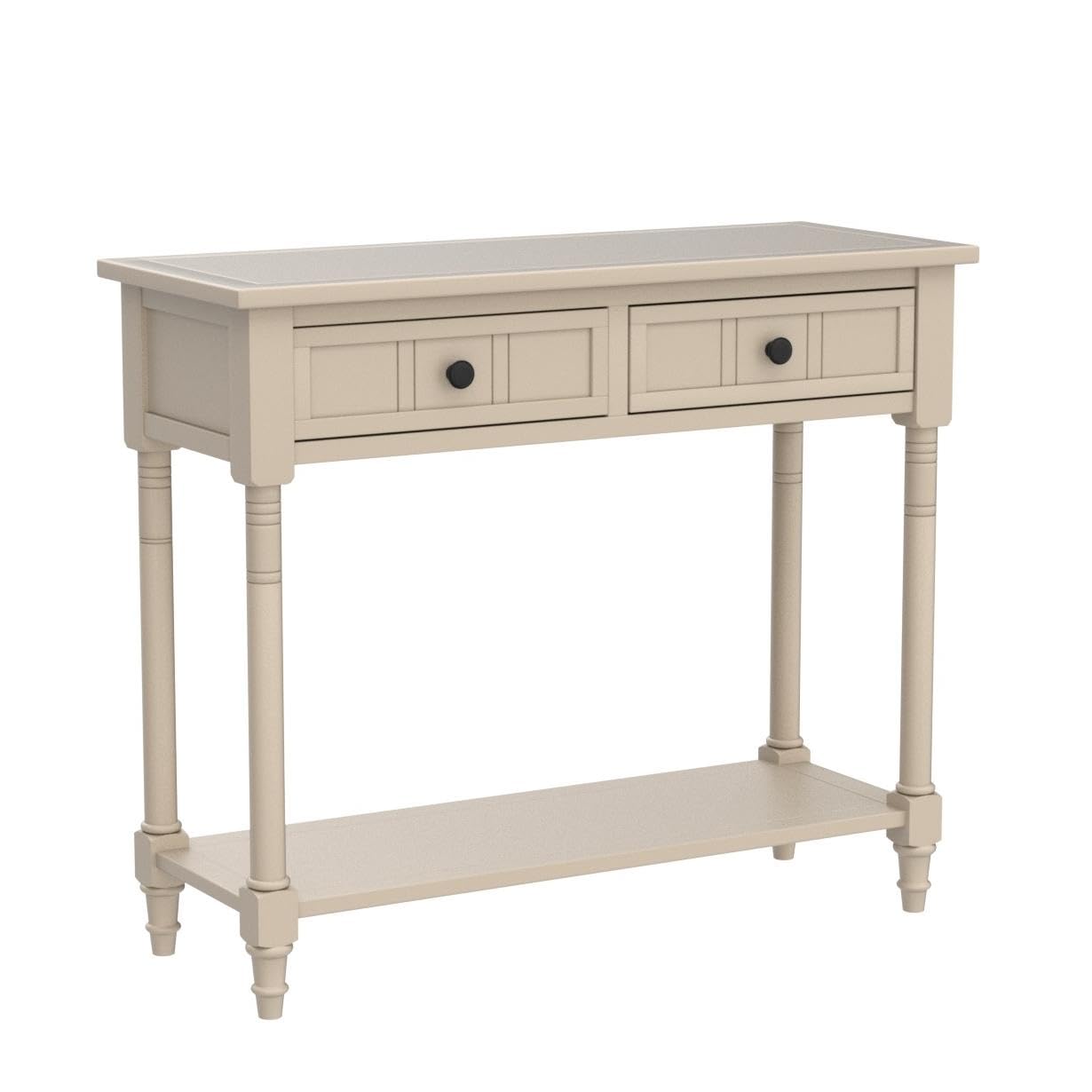 HOUAGI Narrow Console Table with 2 Drawers & Bottom Shelf - Daisy Series Sofa Table for Entryway, Hallway & Living Room - Easy Assembly Antique Gray - Perfect for Small Spaces & Home Decor