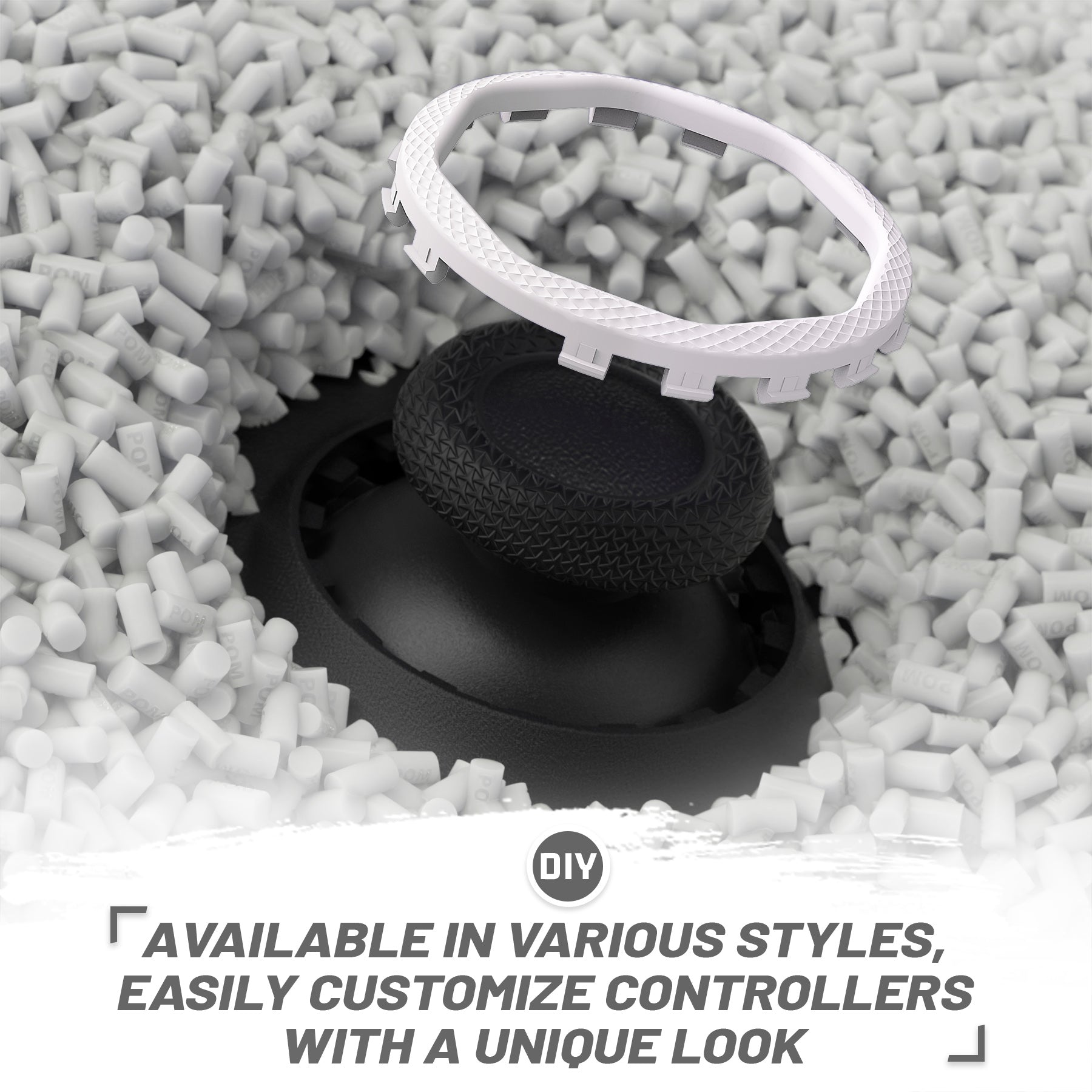 eXtremeRate Octagonal Gated Thumbsticks & Accent Rings for PS5 Controller - Compatible with eXtremeRate Luna Shell & PS4 Ghost Shell (White) - Perfect for Competitive Gaming & Custom Controller Builds