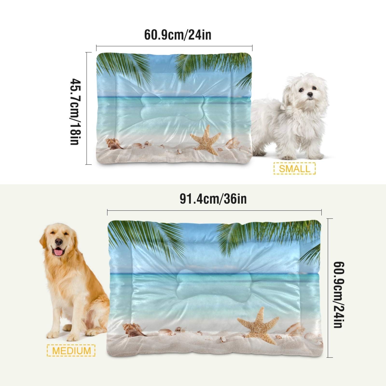 Ultra Soft Summer Beach Dog Bed for Small & Medium Dogs - Rectangle Comfortable Calming Pet Bed (24x18 Inches) for Indoor & Outdoor Use - Perfect for Beach Trips, Travel, and Home Relaxation