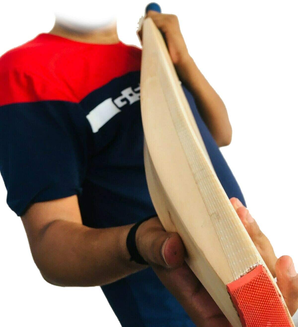 AnNafi® Premium Plain Kashmiri Willow Cricket Bat with Free MRF Genius Emboss Sticker - Professional Grade Short Handle Cricket Equipment with Full Size Cover, Pre-Fitted Toe Guard, Anti-Scuff Sheet & Fiber Tape - Perfect for Practice Matches, Training Sessions and Competitive Play