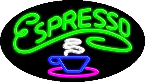 Vintage Espresso Glass Neon Sign #14038 - Handcrafted in USA | Perfect for Coffee Shops, Bars & Home Decor