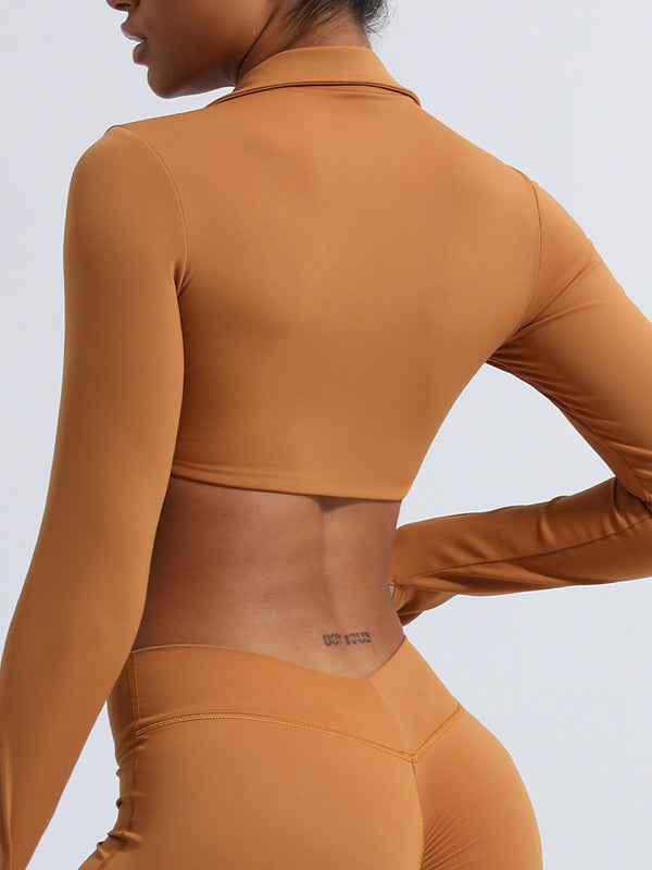 ZASUWA Women's Breathable Long Sleeve Yoga Top with Built-in Chest Pads - Perfect for Yoga, Pilates & Gym Workouts