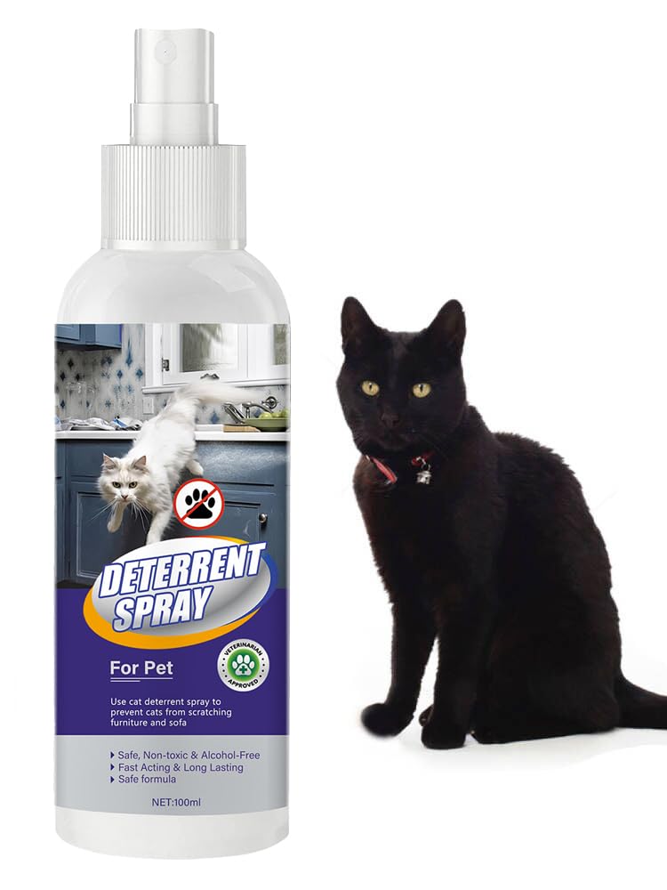 Natural Cat Deterrent Spray - Effective Pet Repellent for Indoor & Outdoor Use | Stops Scratching & Protects Furniture | Safe Training Solution for Cats